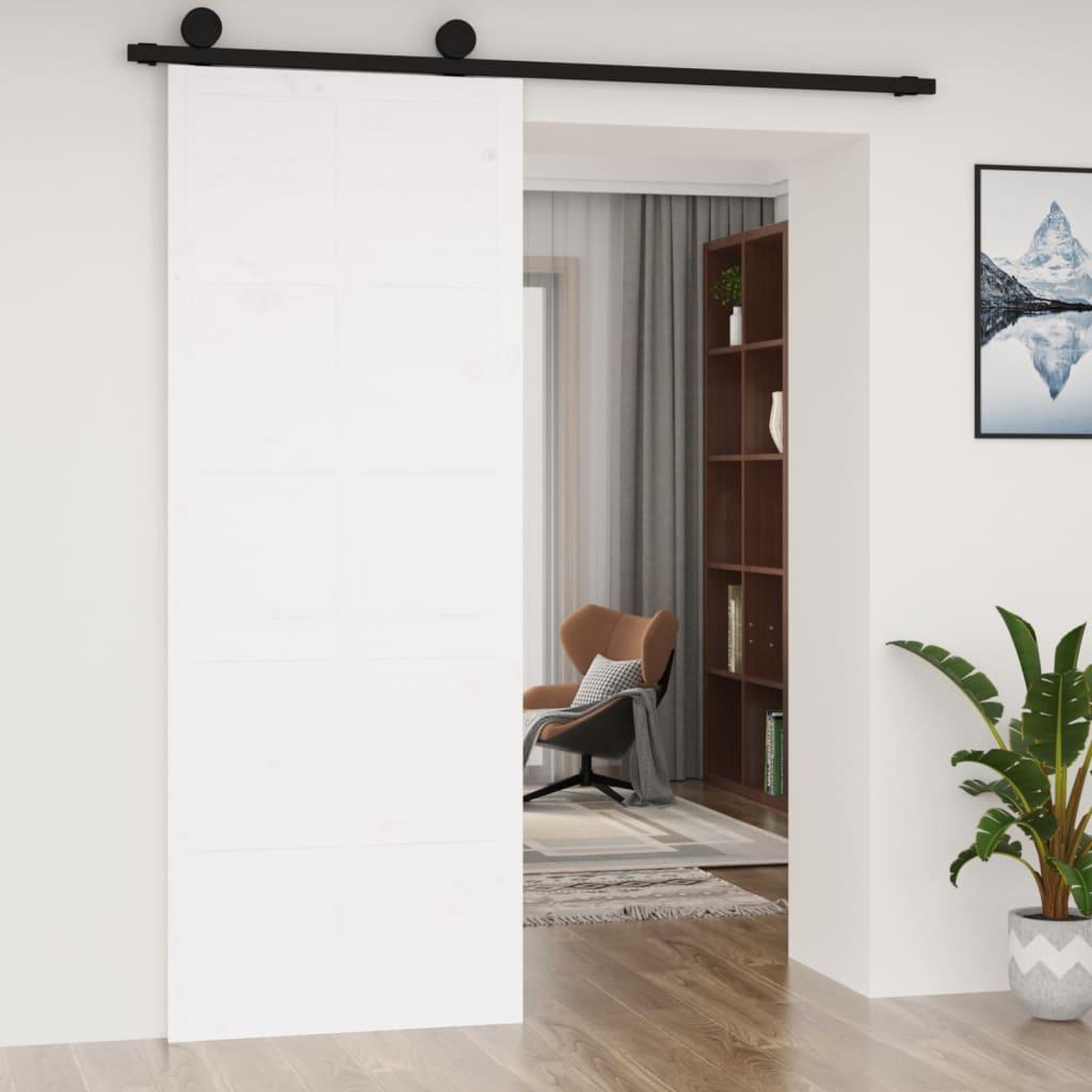 Voir la diapositive 3 : VIDAXL Porte de grange Blanc 80x1,8x214 cm Bois massif de pin