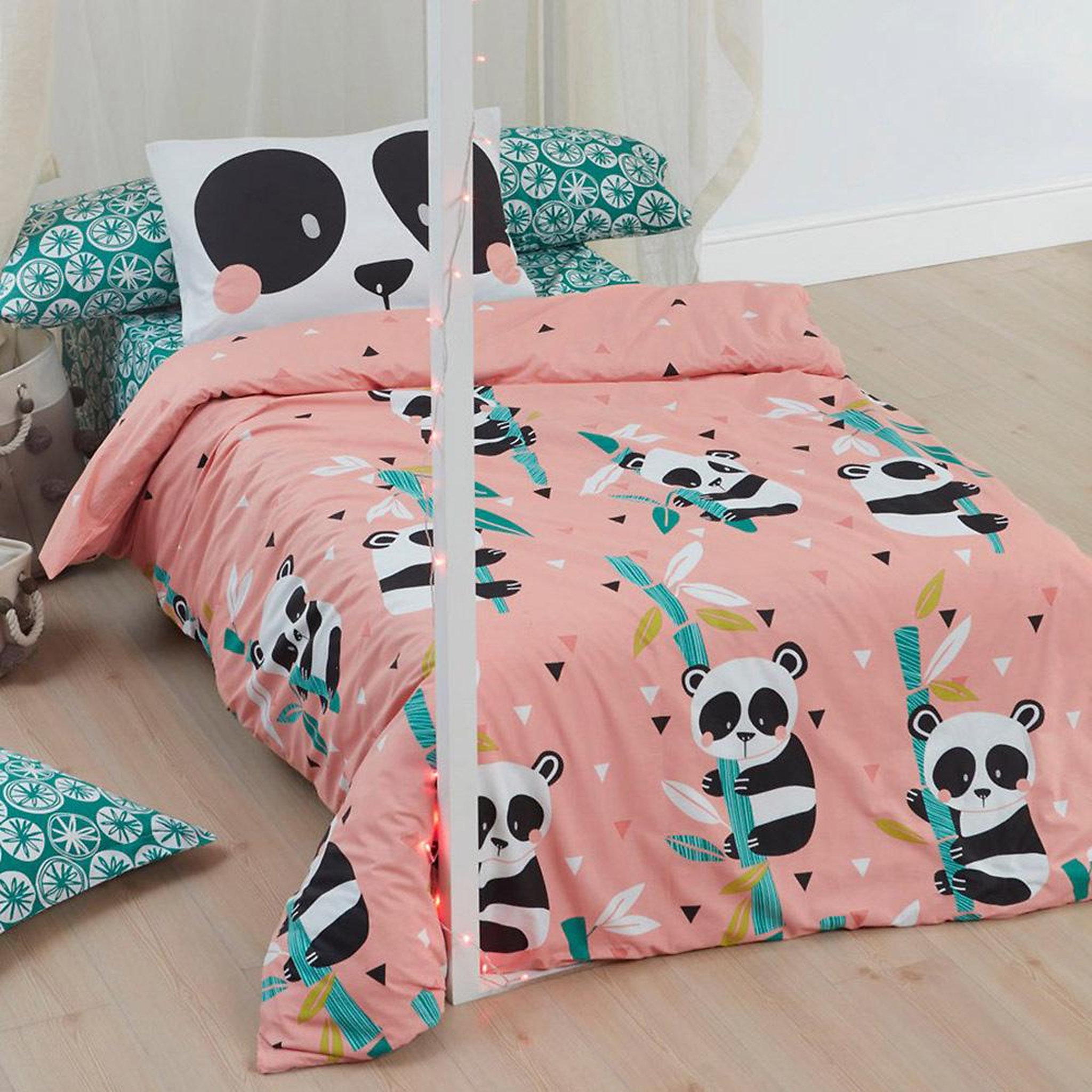 Home collection Parure de lit enfant avec taie(s) en coton polyester Panida. Coloris disponibles : Rose