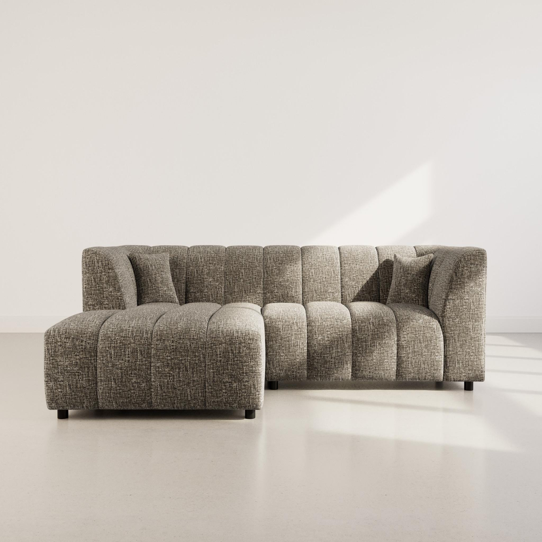 Voir la diapositive 2 : LISA DESIGN Curtis - canapé d'angle gauche 4 places avec accoudoir en tissu texturé
