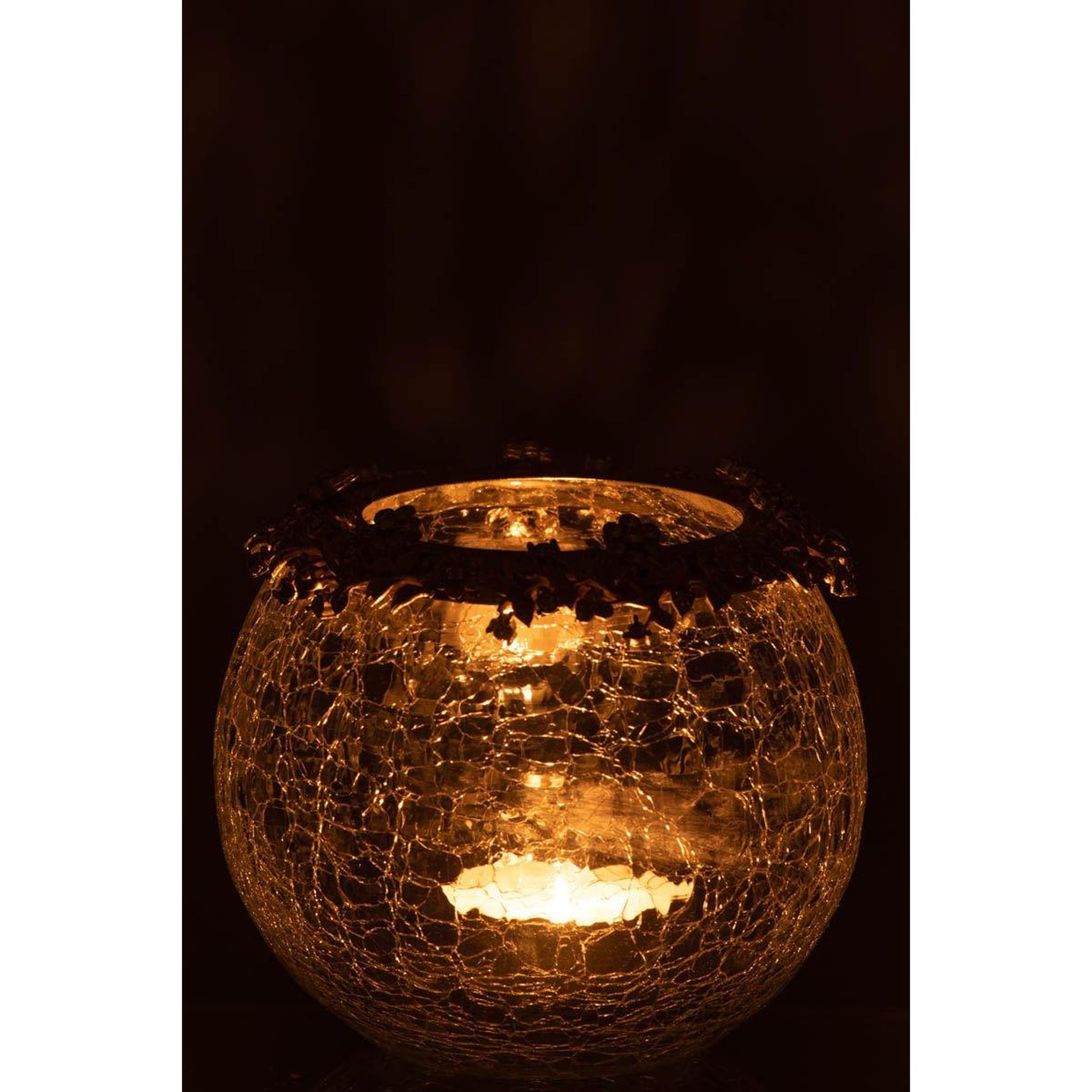 Voir la diapositive 3 : J-LINE Photophore en verre design  volve  14cm transparent