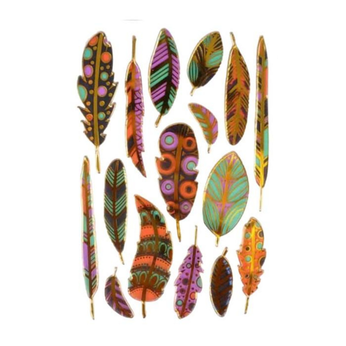 Paris Prix Stickers Effet Métal  Plumes  Multicolore