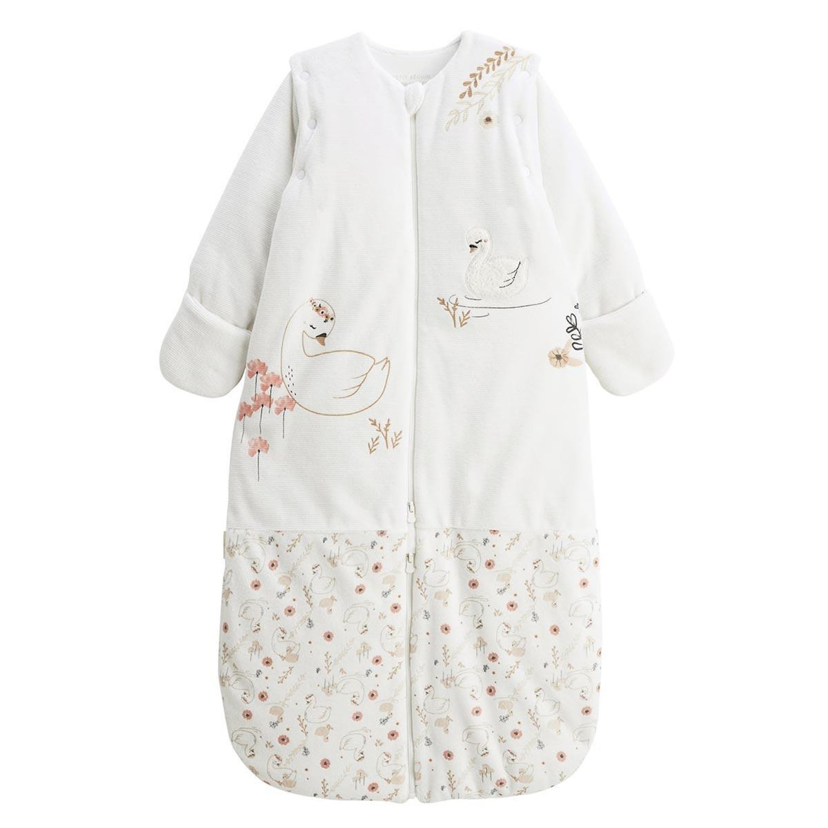 Petit Béguin Turbulette d'hiver en velours avec manches amovibles et jambes séparables Perle