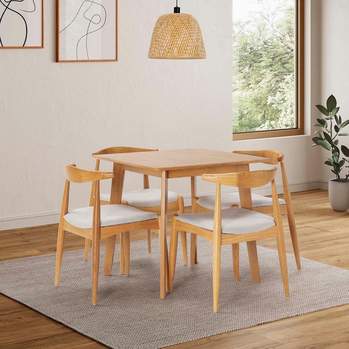 VS VENTA-STOCK Ensemble table 80x80 cm et 4 chaises de salle à manger Corzo Chêne