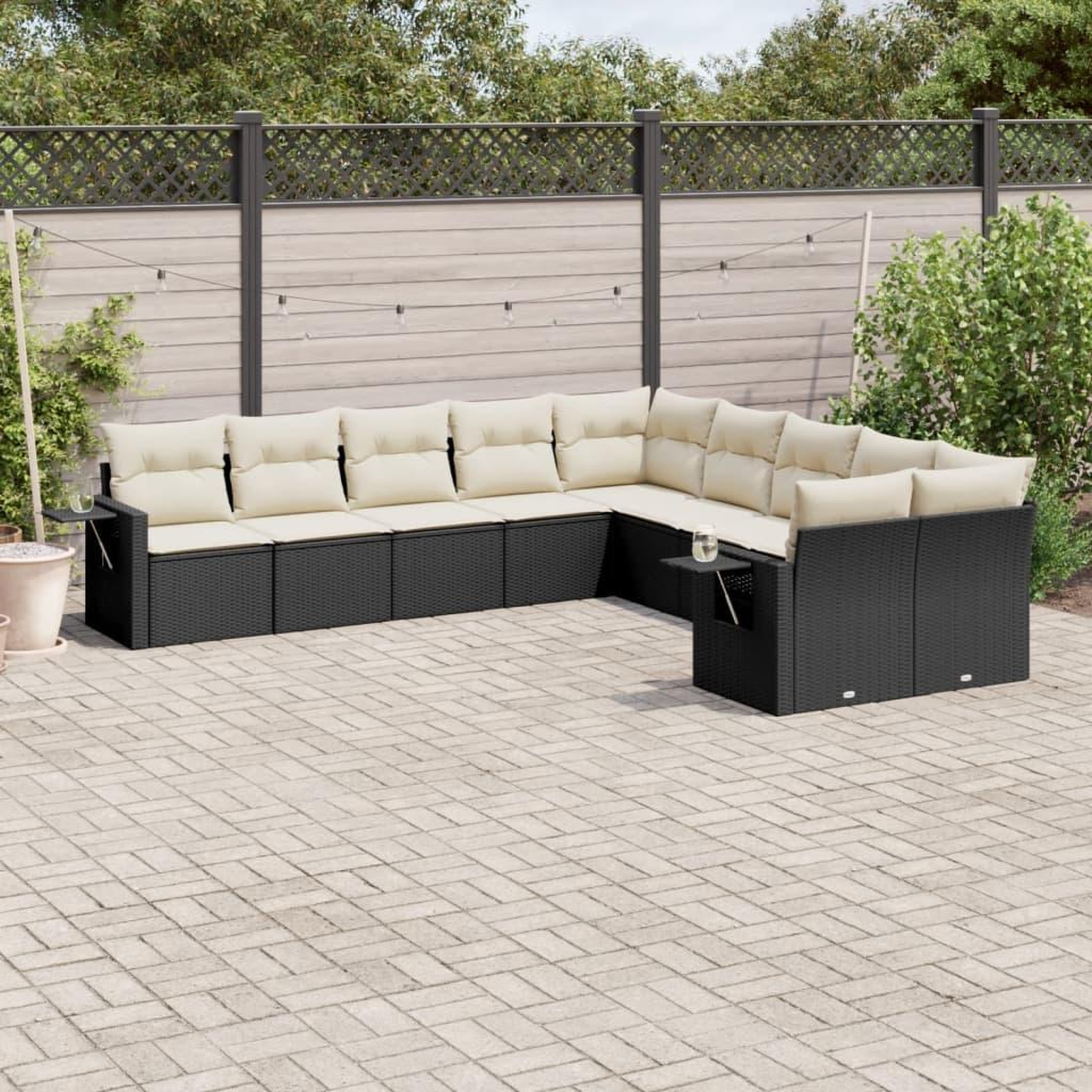 VIDAXL Salon de jardin 10 pcs avec coussins noir resine tressee