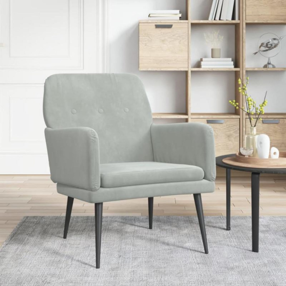 VIDAXL Fauteuil Gris clair 62x79x79 cm Velours