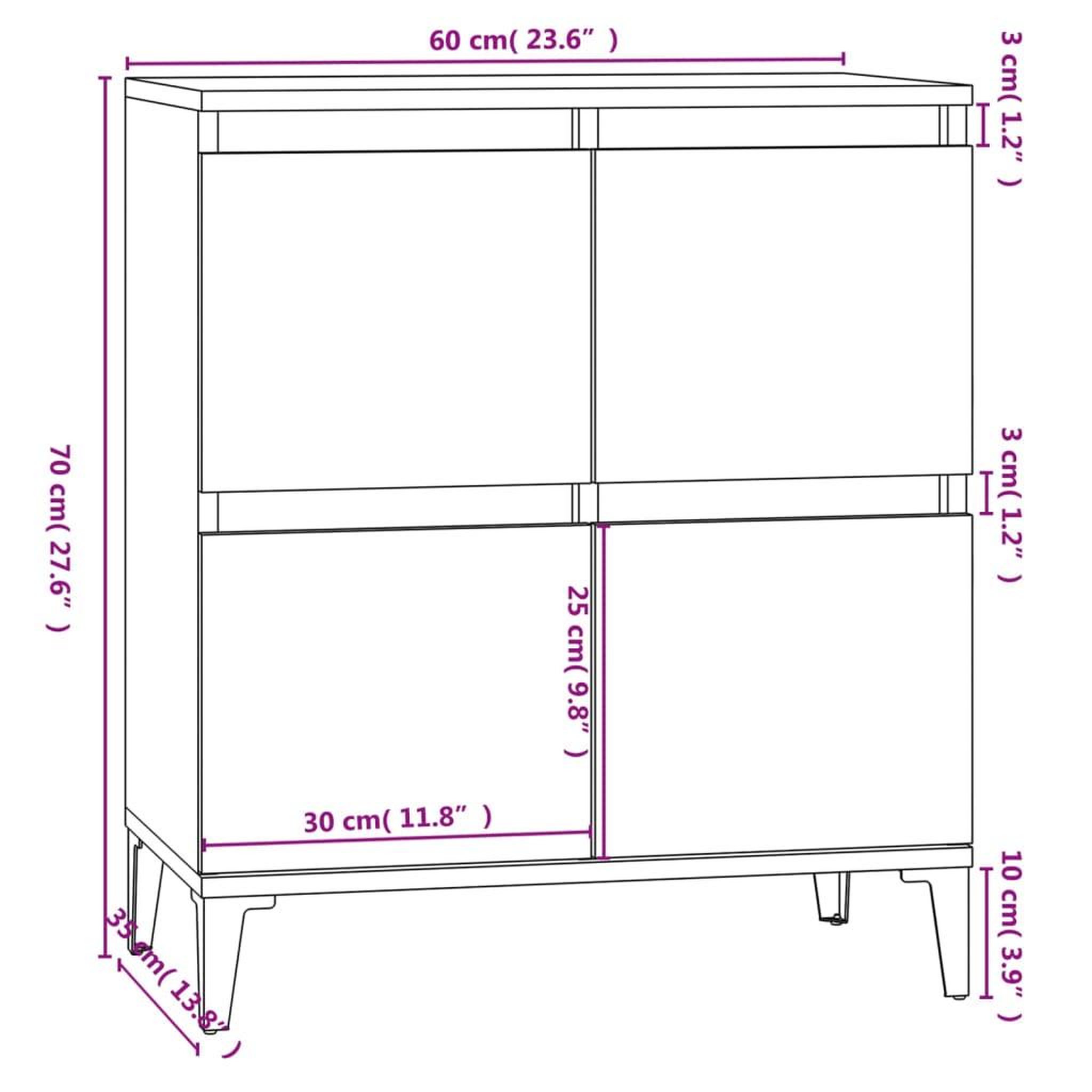 Voir la diapositive 6 : VIDAXL Buffet Gris beton 60x35x70 cm Bois d'ingenierie