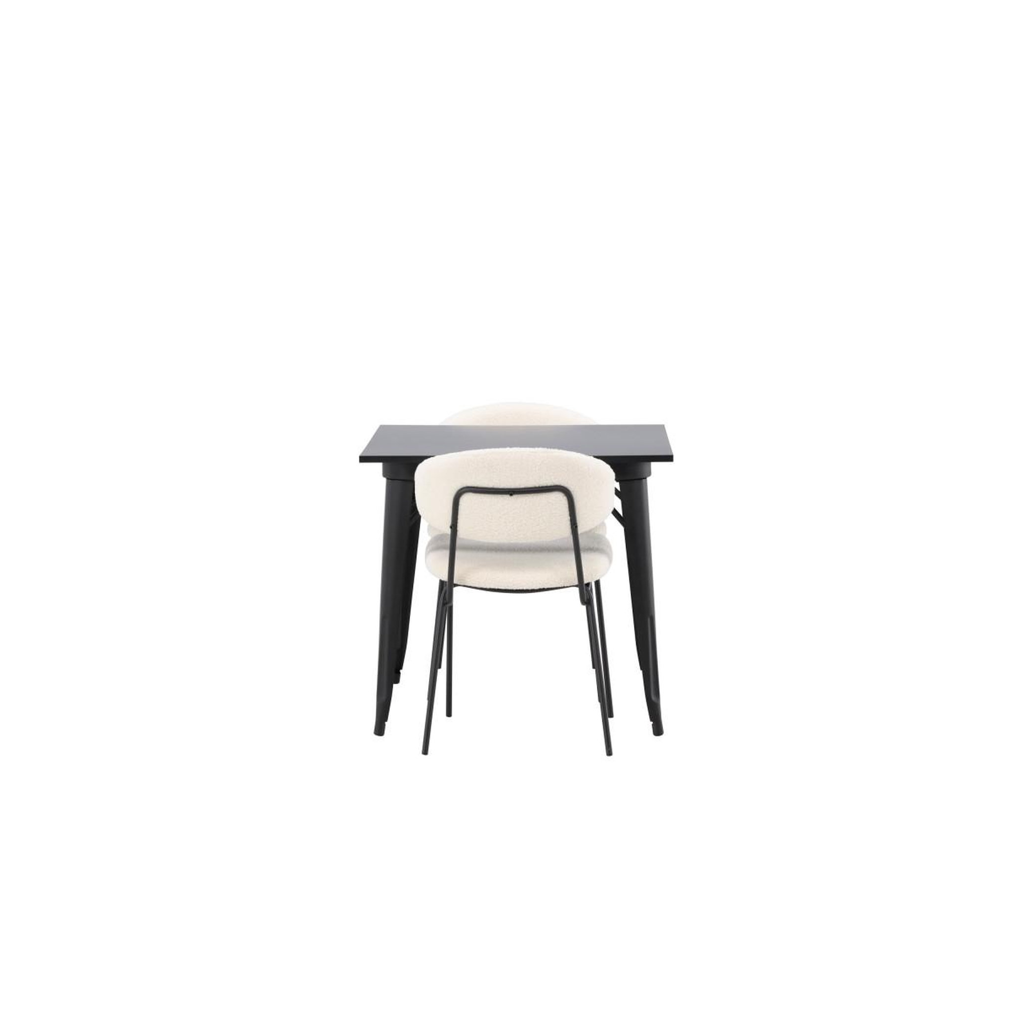Voir la diapositive 3 : Paris Prix Ensemble table à manger & 2 chaises  tempe & chico  80cm noir & blanc crème