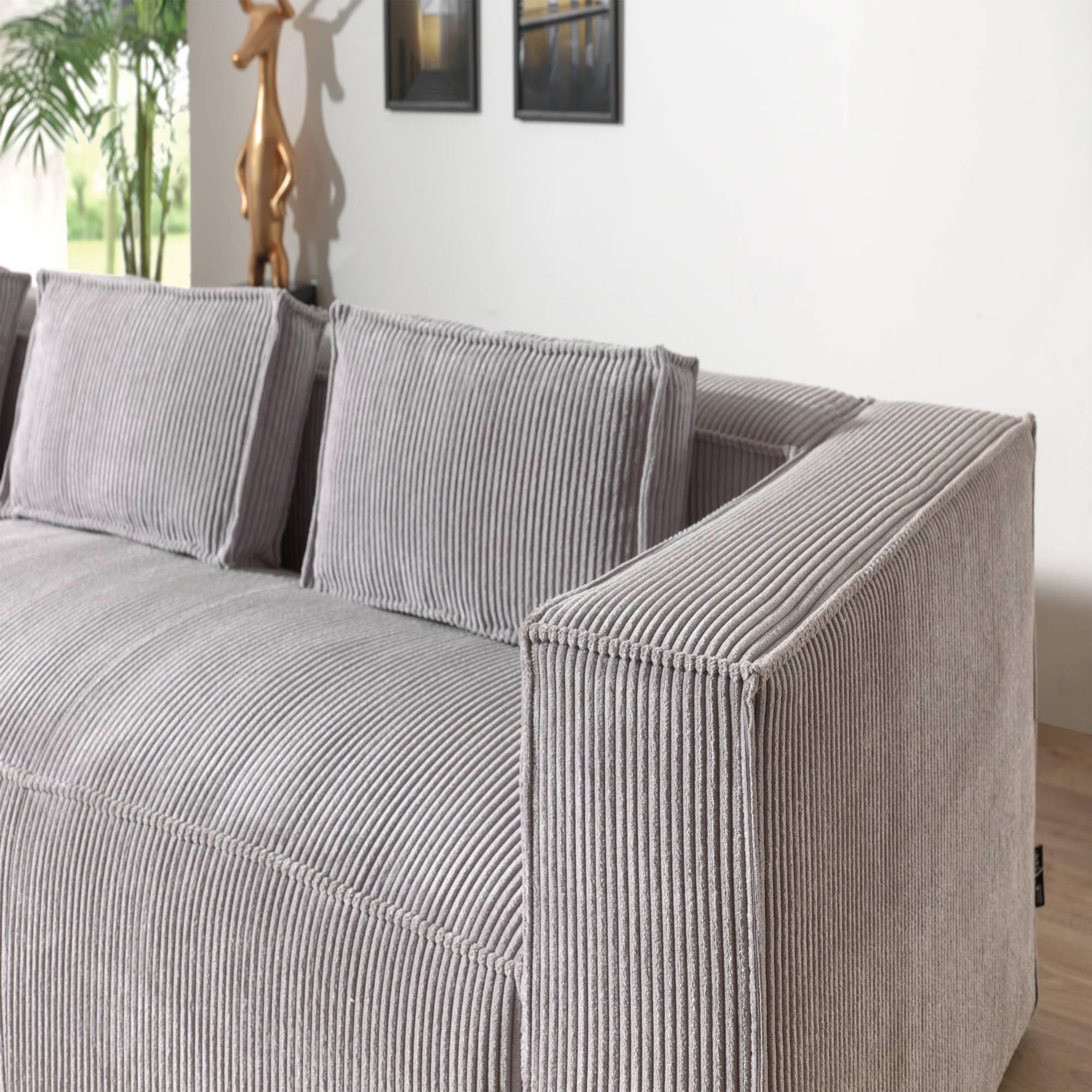 Voir la diapositive 4 : LISA DESIGN Stella - canapé d'angle - en velours côtelé - 4 places -style contemporain - gauche