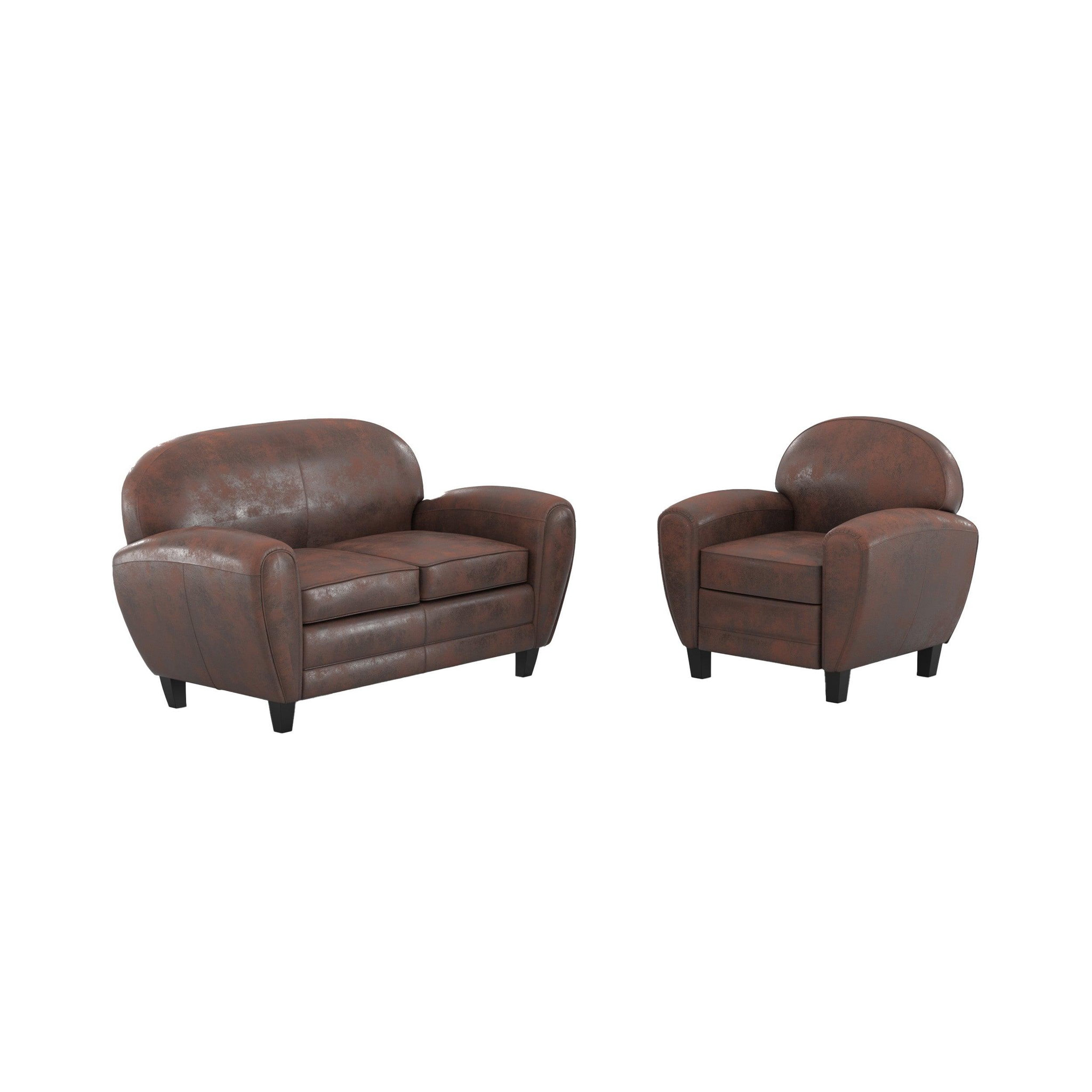 MAISON PAVANE Ensemble canapé et fauteuil marron 3 places-club