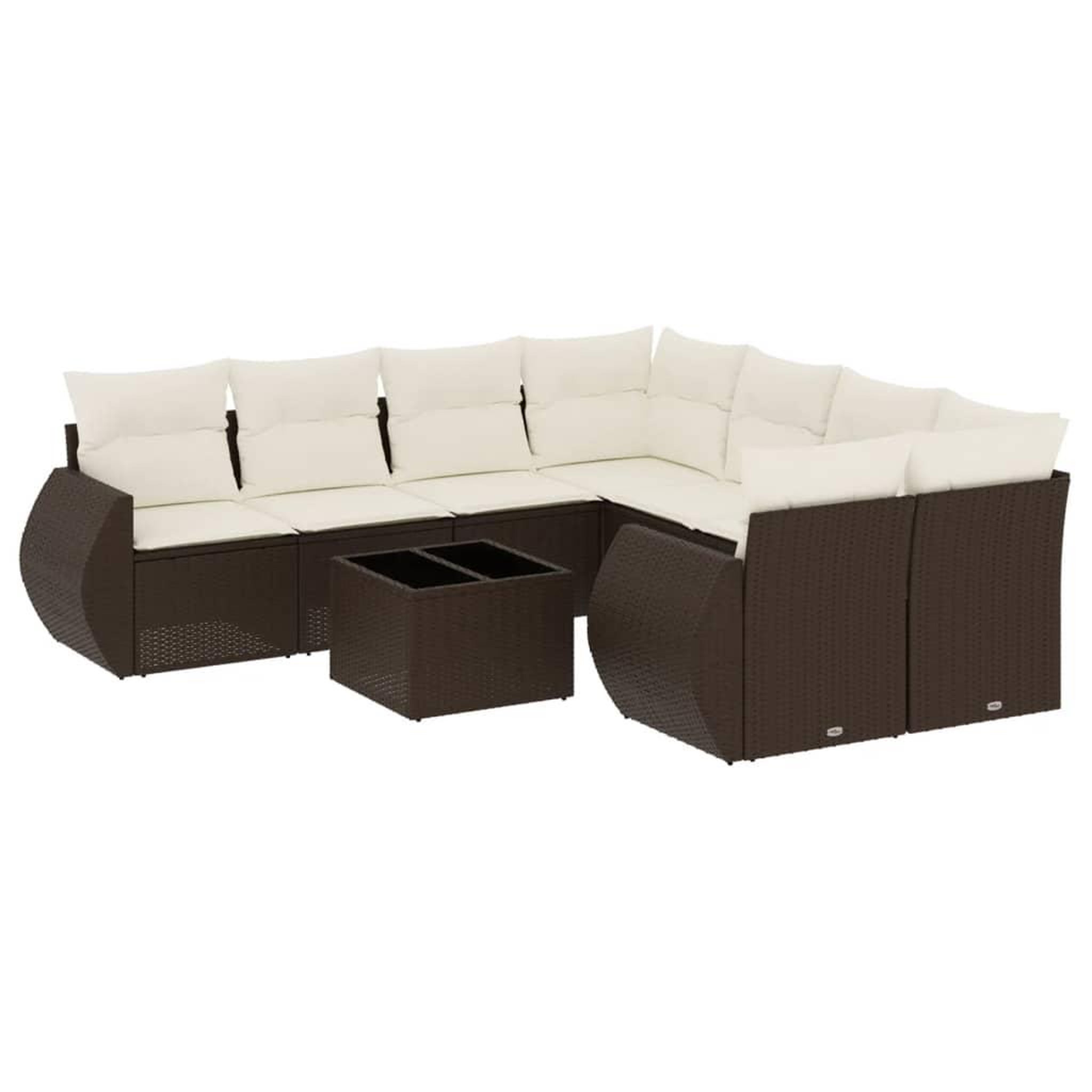 Voir la diapositive 2 : VIDAXL Salon de jardin avec coussins 9 pcs marron resine tressee