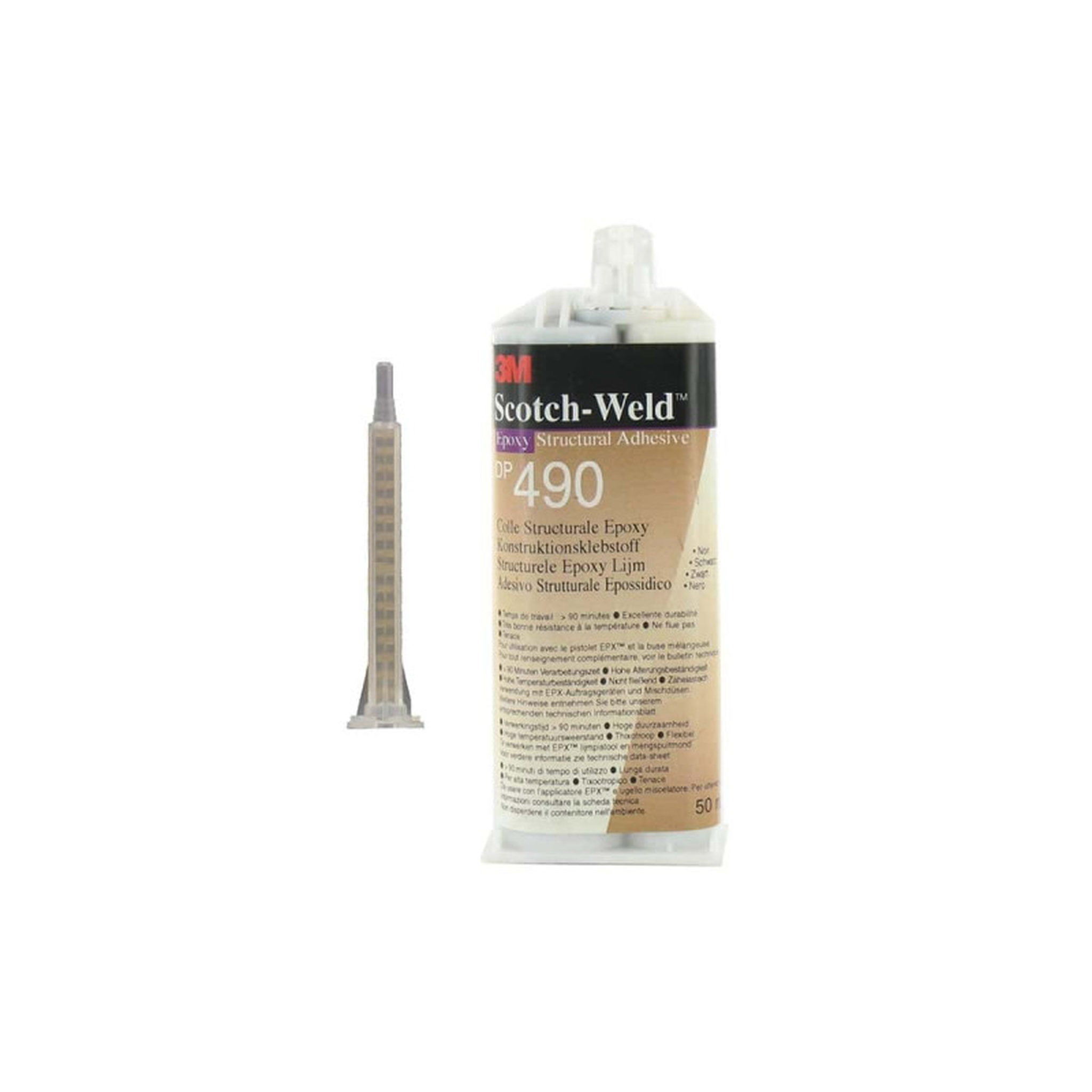 3M Pack Colle époxy bi composant 3M DP 490 50ml - Buse 3M mélangeuse EPX quadro
