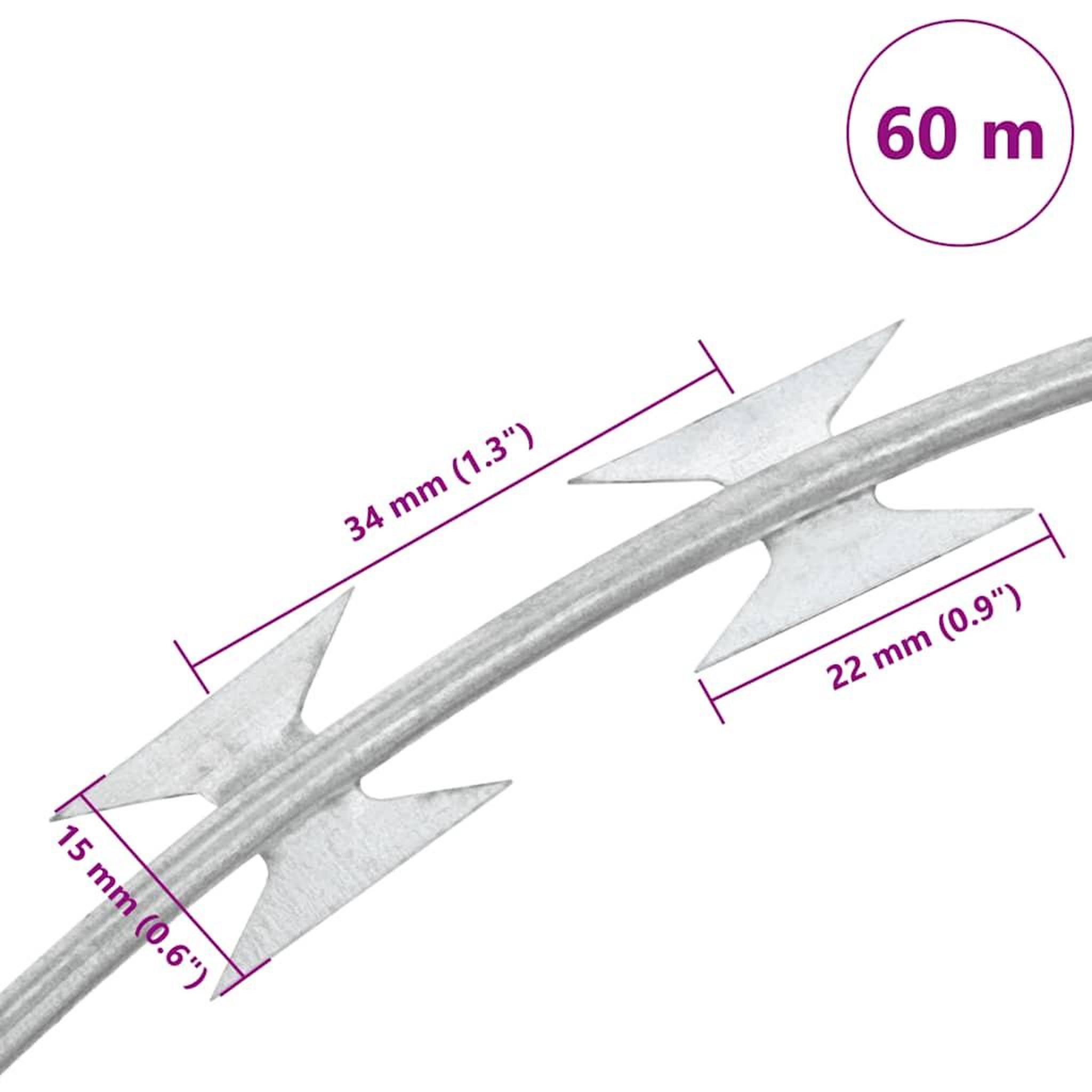 Voir la diapositive 5 : VIDAXL Fil de fer barbele rouleau helicoïdal acier galvanise 60 m