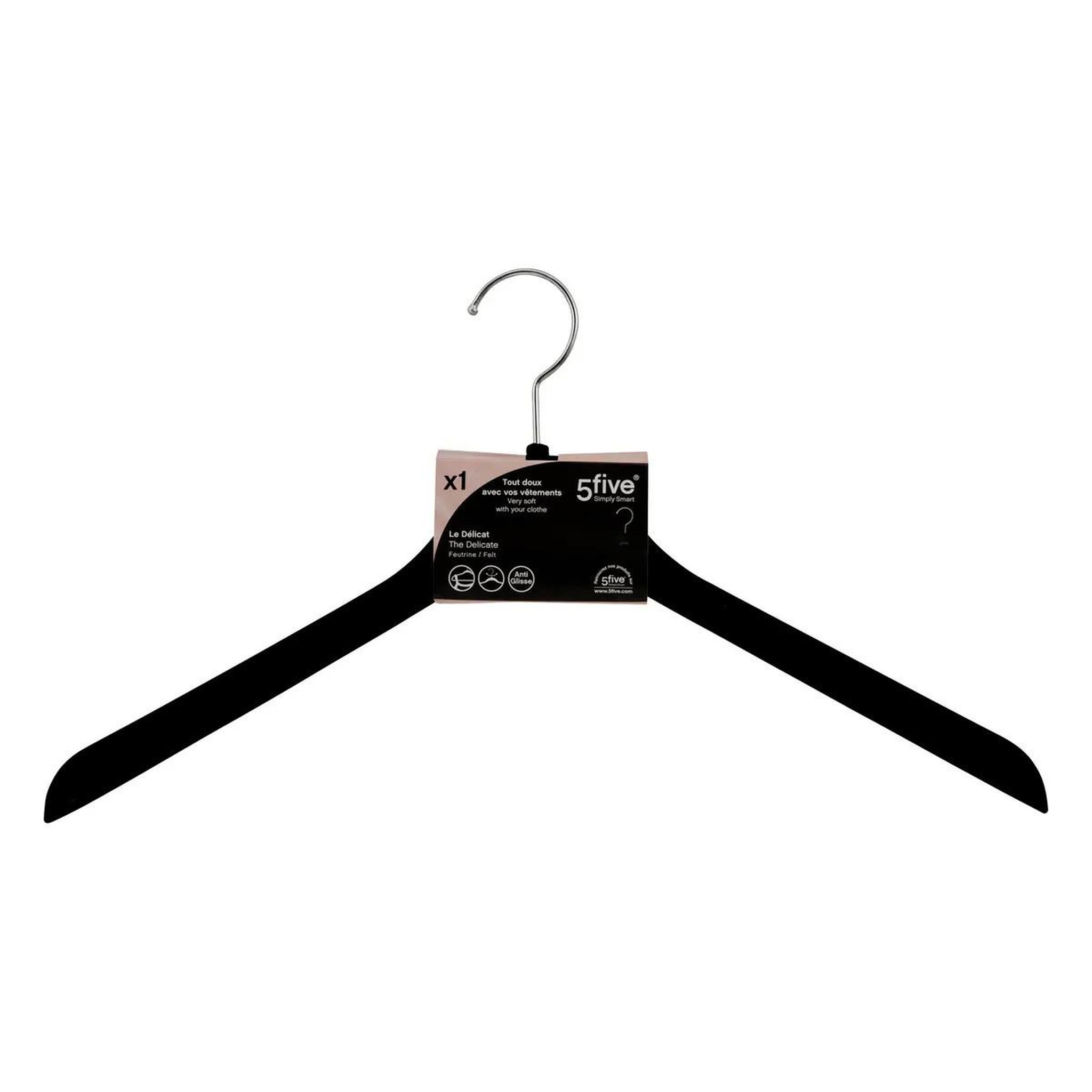 Voir la diapositive 4 : FIVE Cintre pour veste  feutrine  44cm noir