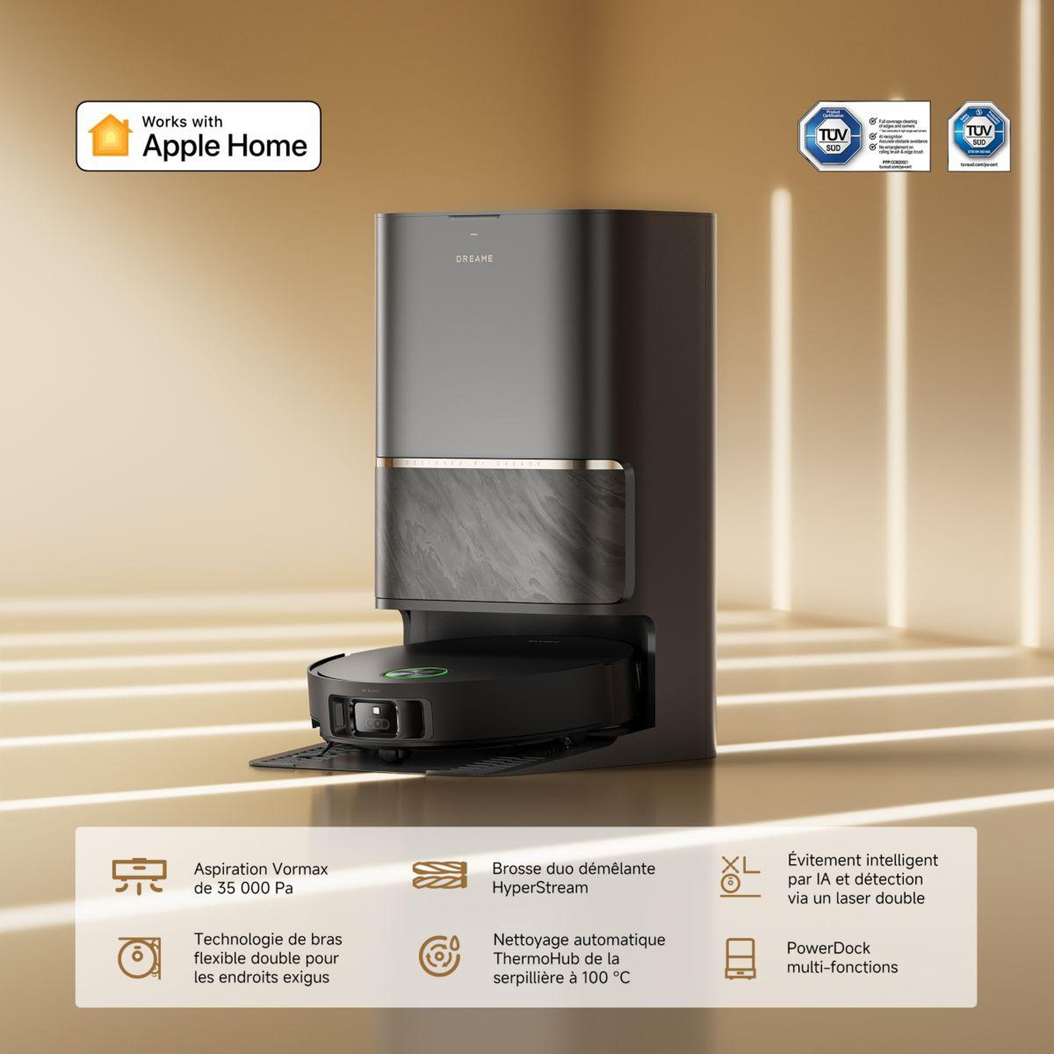 Voir la diapositive 5 : DREAME Robot Aspirateur Laveur L60 Ultra-BK