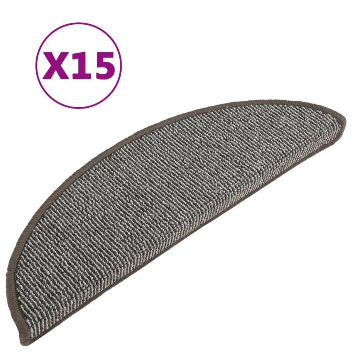 VIDAXL Tapis de marches d'escalier 15 pcs Gris 56x17x3 cm