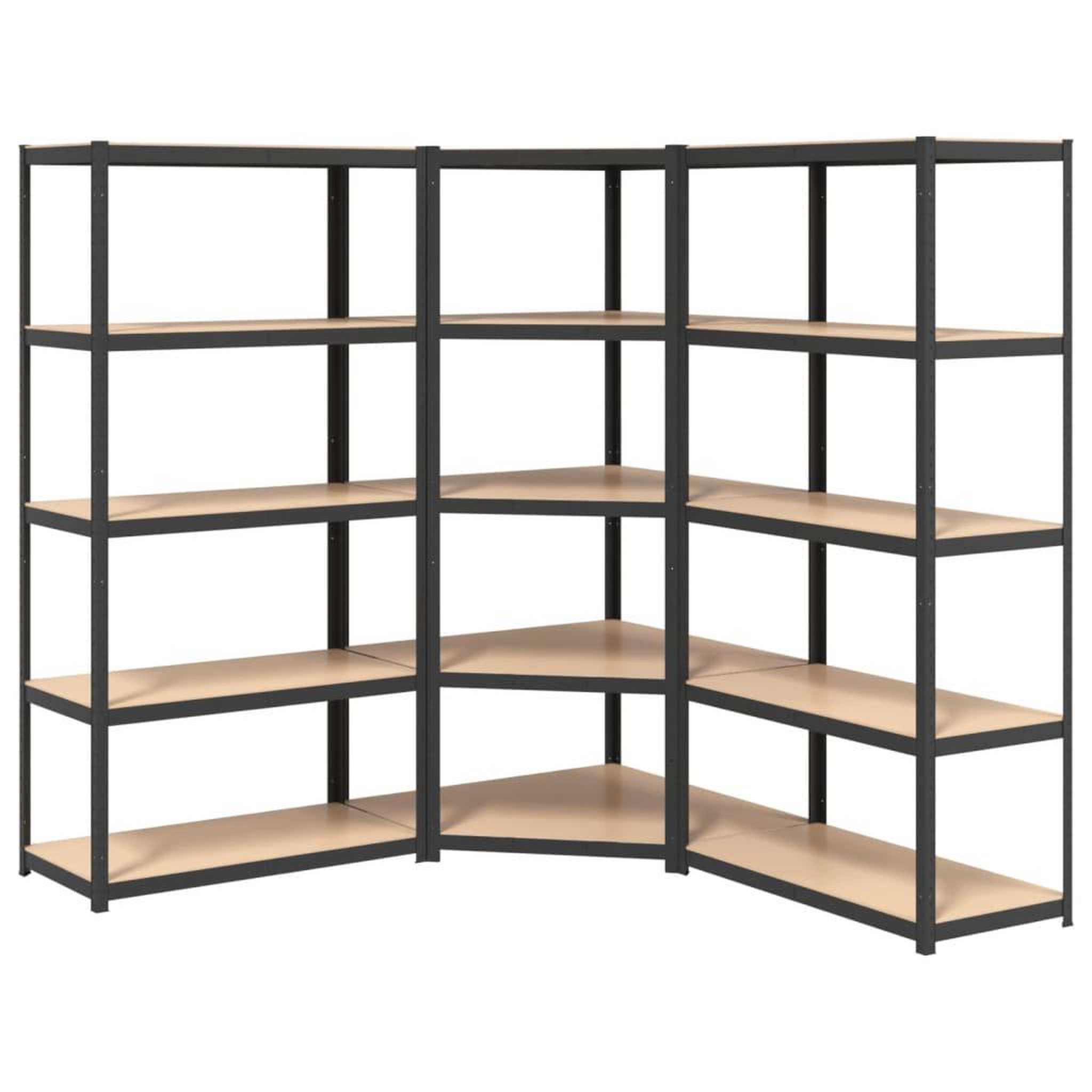 Voir la diapositive 2 : VIDAXL Etagere a 5 niveaux 3 pcs Gris Acier et bois ingenierie