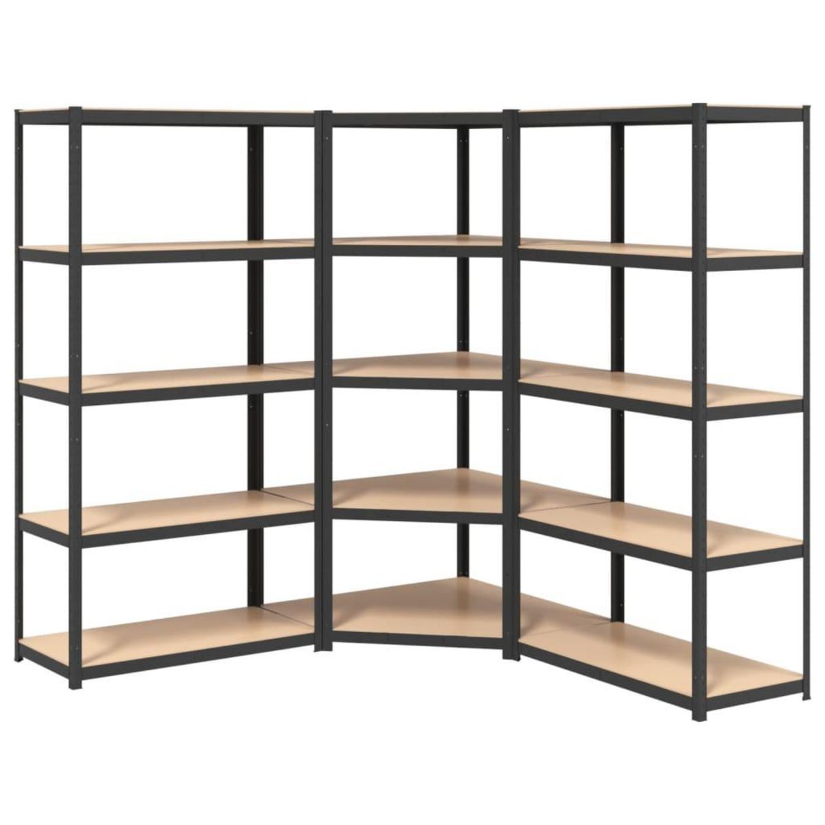 VIDAXL Etagere a 5 niveaux 3 pcs Gris Acier et bois ingenierie