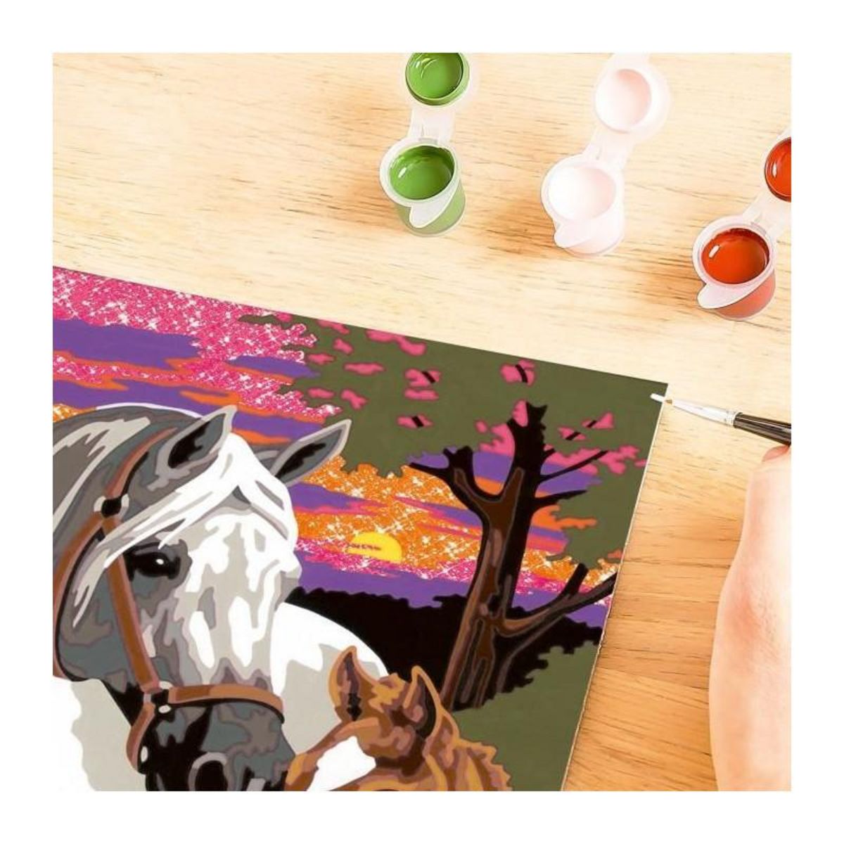 RAVENSBURGER CreArt Kids 18x24cm Chevaux au coucher du soleil, Kit de peinture par numéros Numéro d'Art, Des 9 ans, 25809, Ravensburger