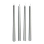 ATMOSPHERA Lot de 4 Bougies Bâton  Satin  25cm Argent