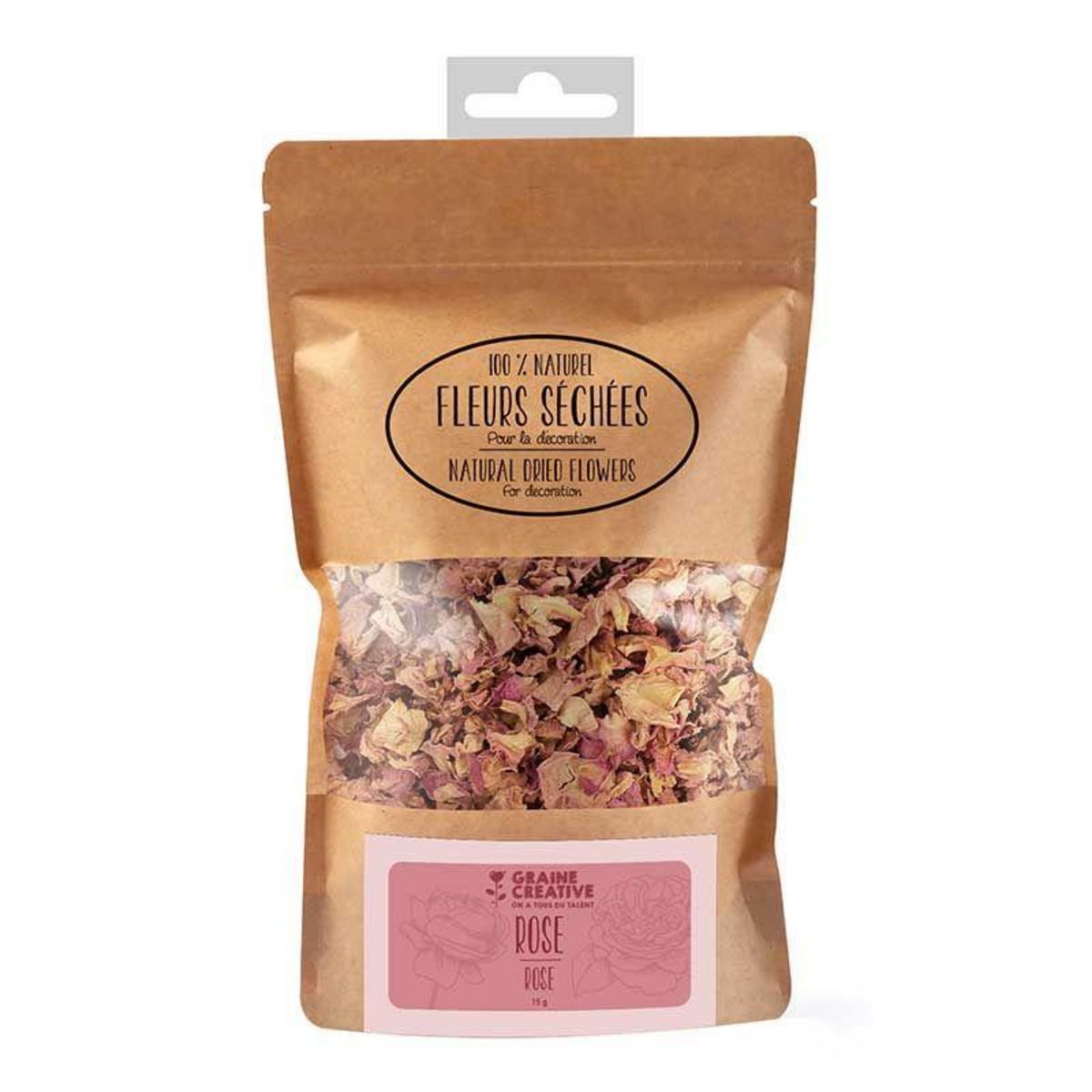 Graine créative Fleurs séchées décoratives Pétales de rose 15 g