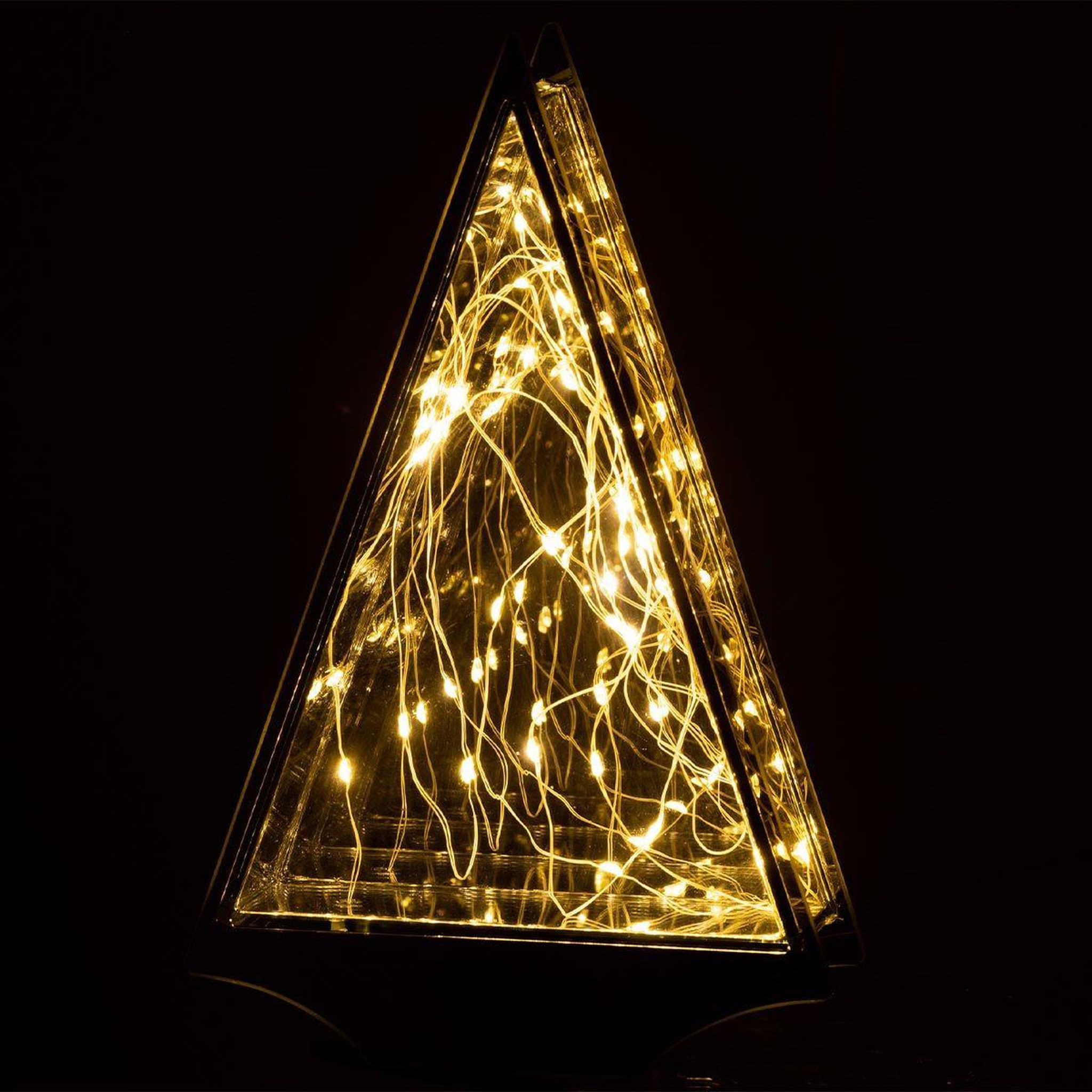 Voir la diapositive 3 : J-LINE Décoration lumineuse led  triangle  25cm gris & or