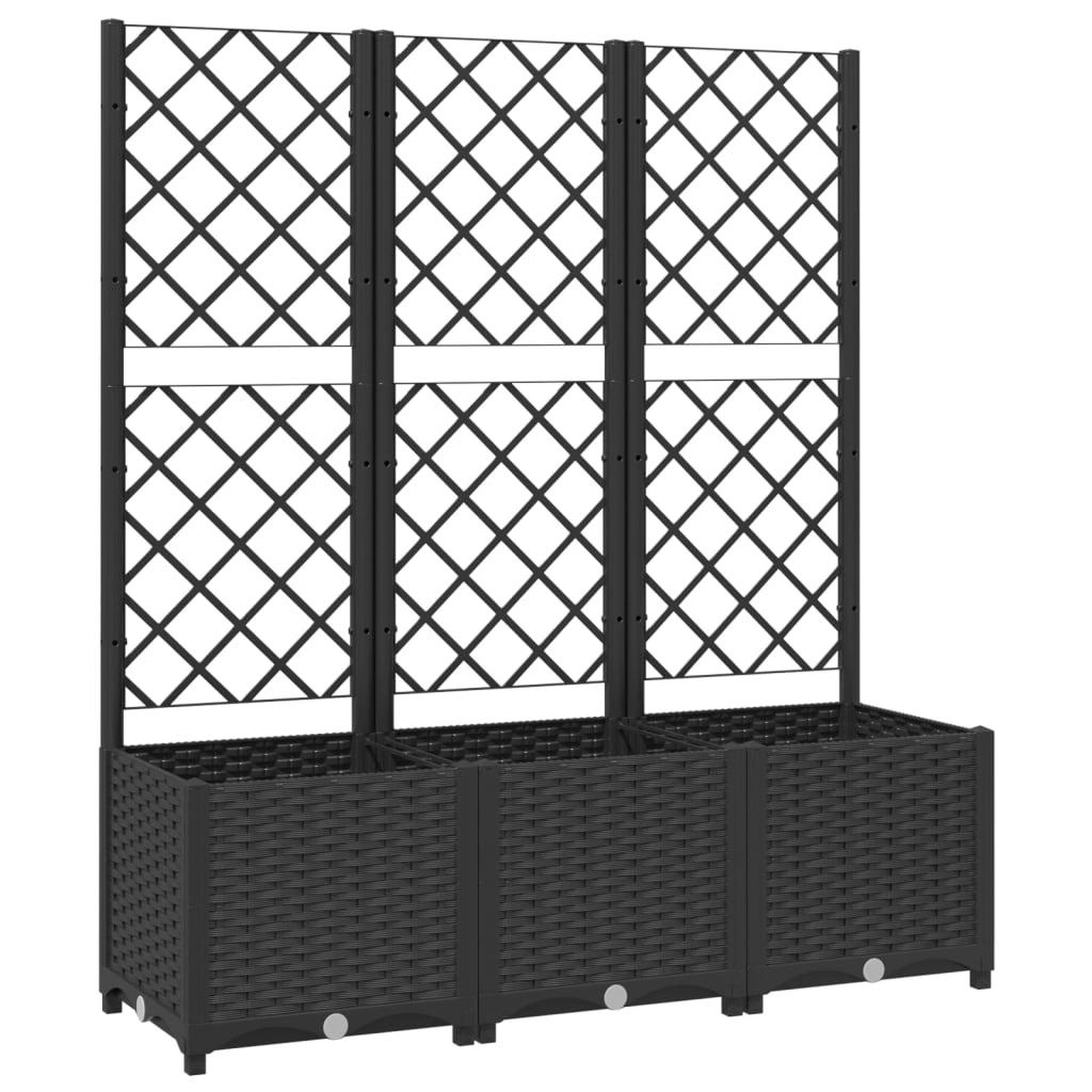 Voir la diapositive 2 : VIDAXL Jardiniere de jardin avec treillis Noir 120 x 40 x 136 cm PP