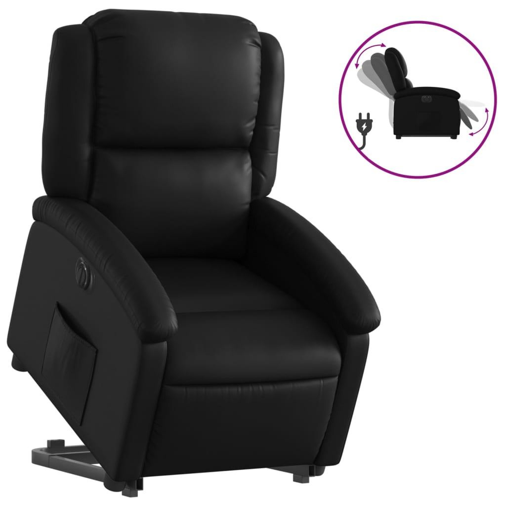 Voir la diapositive 2 : VIDAXL Fauteuil inclinable electrique noir similicuir