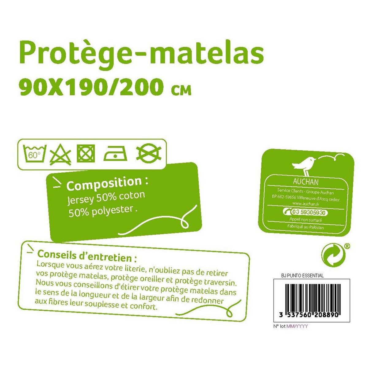 POUCE Protège matelas absorbant en polycoton PUNTO