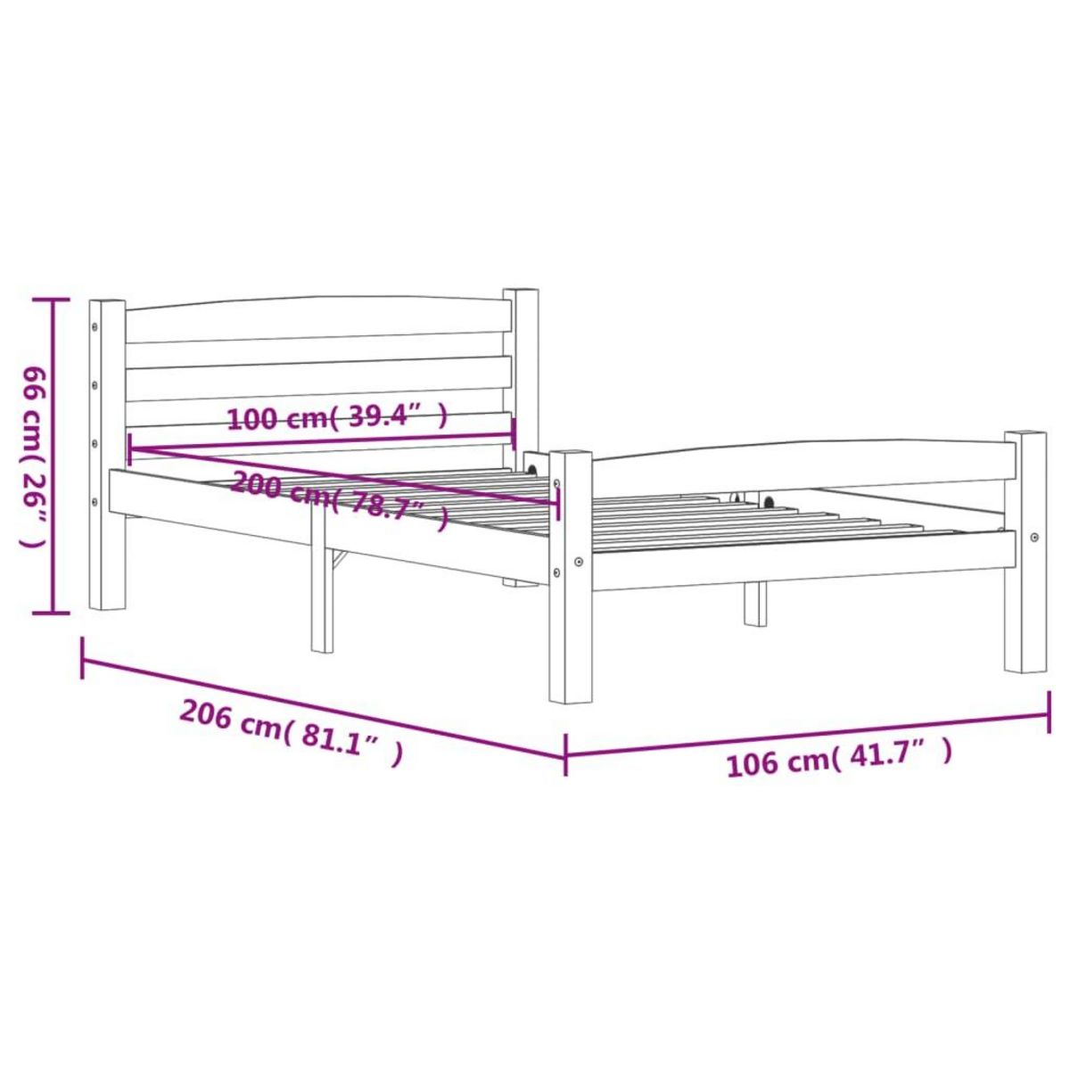 VIDAXL Cadre de lit sans matelas bois de pin massif 90x200 cm