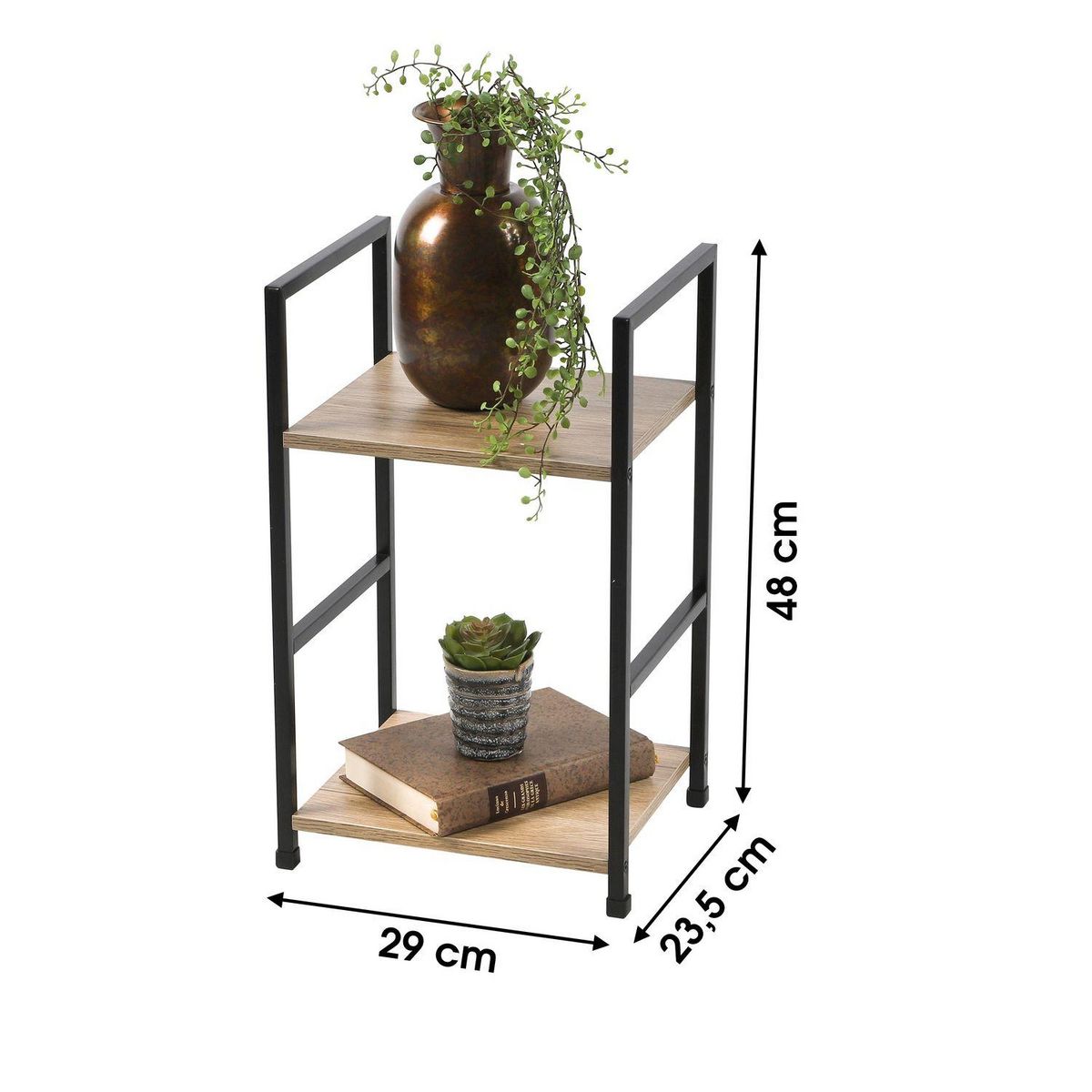 TOILINUX Etagère droite échelle 2 niveaux Colorado H.48 en Métal et MDF - Beige et Noir