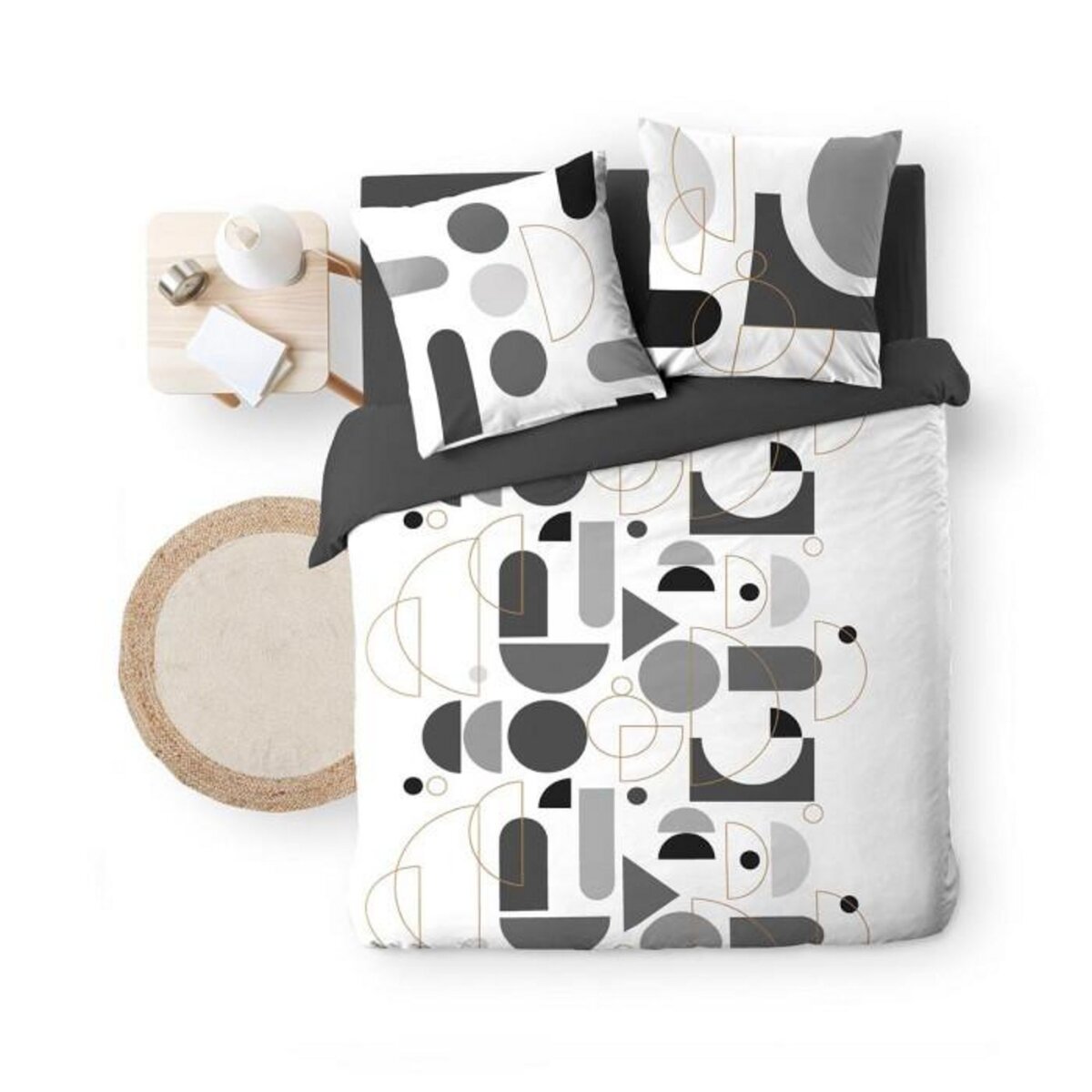 Paris Prix Parure de Lit 3 Pièces  Chilipop  240x220cm Noir