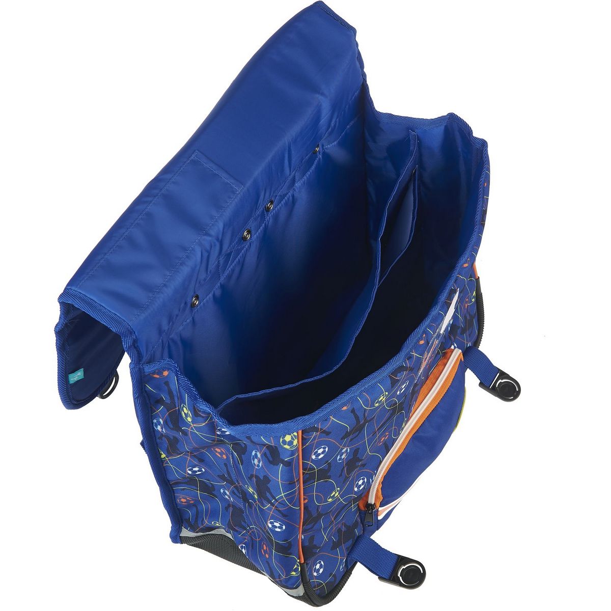 AUCHAN Cartable à roulettes bleu FOOTBALL