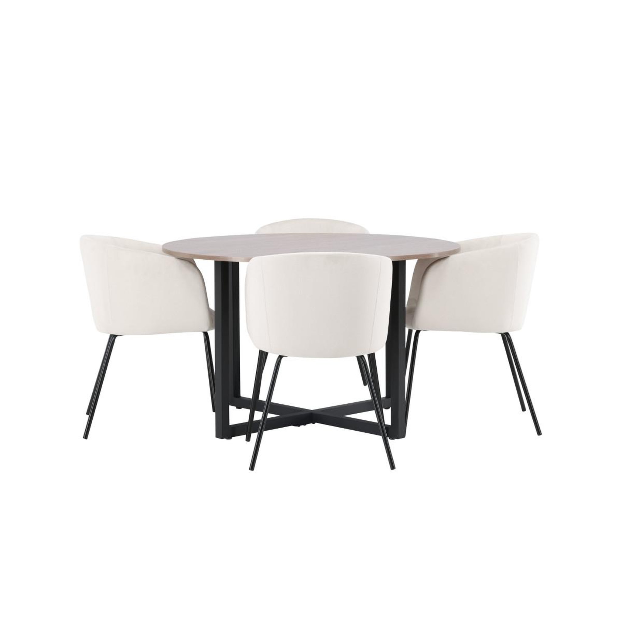 Voir la diapositive 2 : Paris Prix Ensemble table à manger & 4 chaises  durango & berit  120cm noyer  & beige