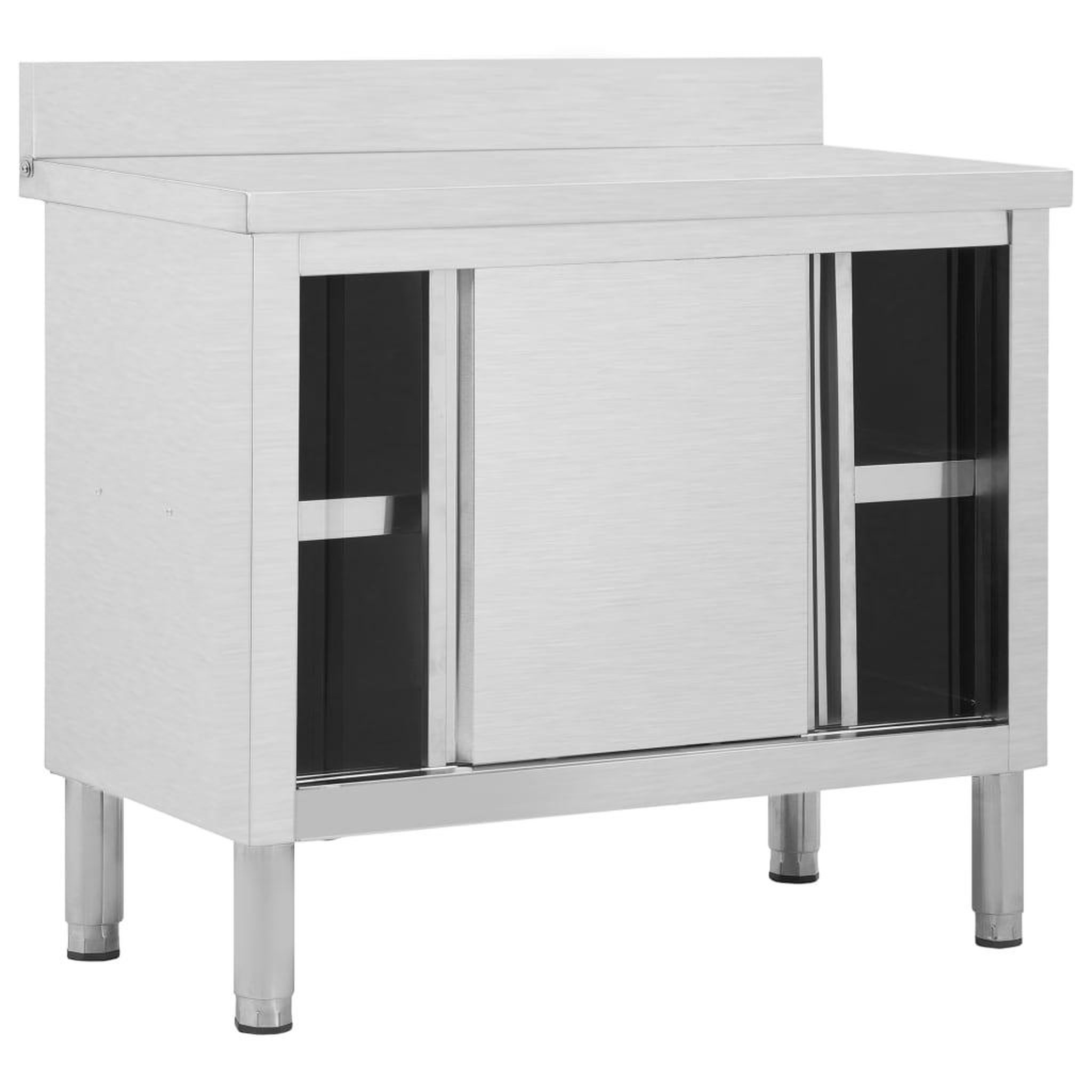 Voir la diapositive 3 : VIDAXL Table de travail avec portes coulissantes 100x50x(95-97)cm Inox