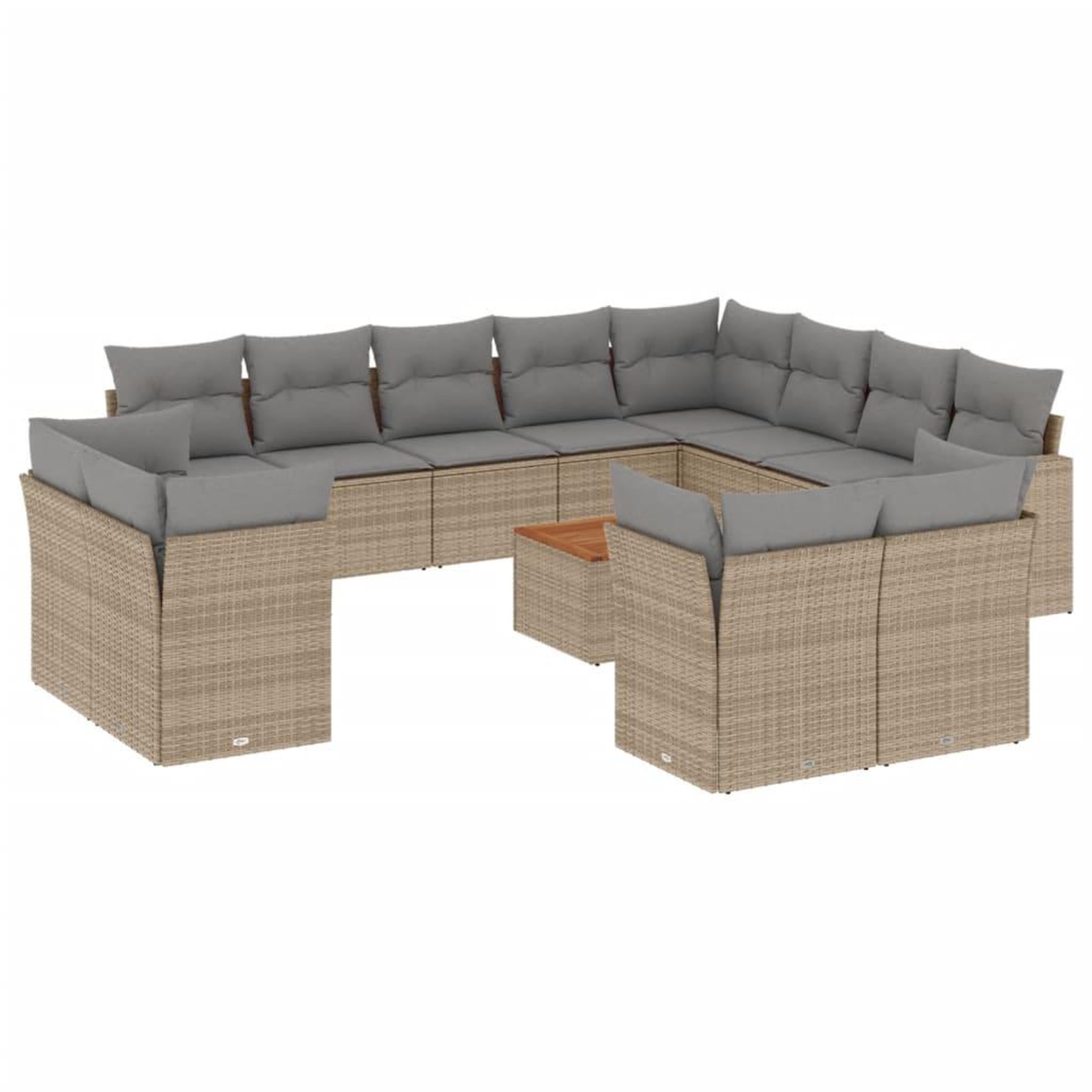 Voir la diapositive 2 : VIDAXL Salon de jardin avec coussins 13 pcs beige resine tressee