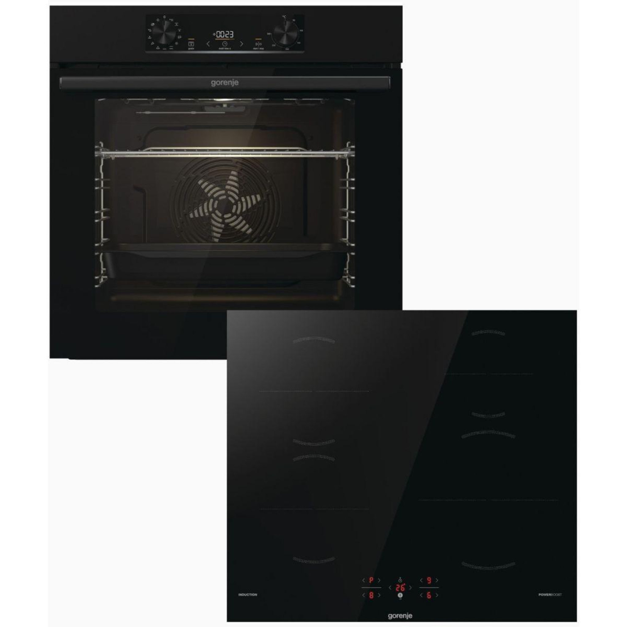 GORENJE Four encastrable bop6737e02bk + table induction gi601fmc - pyrolyse - chaleur pulsée - porte froide