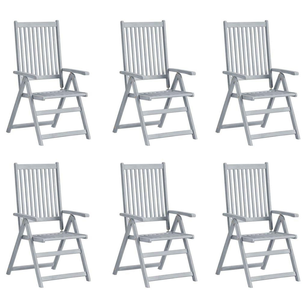 VIDAXL Chaises inclinables de jardin lot de 6 et coussins Bois acacia