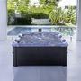 Voir la diapositive 2 : MSpa Spa rigide 6 places hydromassages. 4 coussins + bâche incluse. OSLO SAPPHIRE. L 160 x P 160 x H 65 cm. gris et bleu sapphire