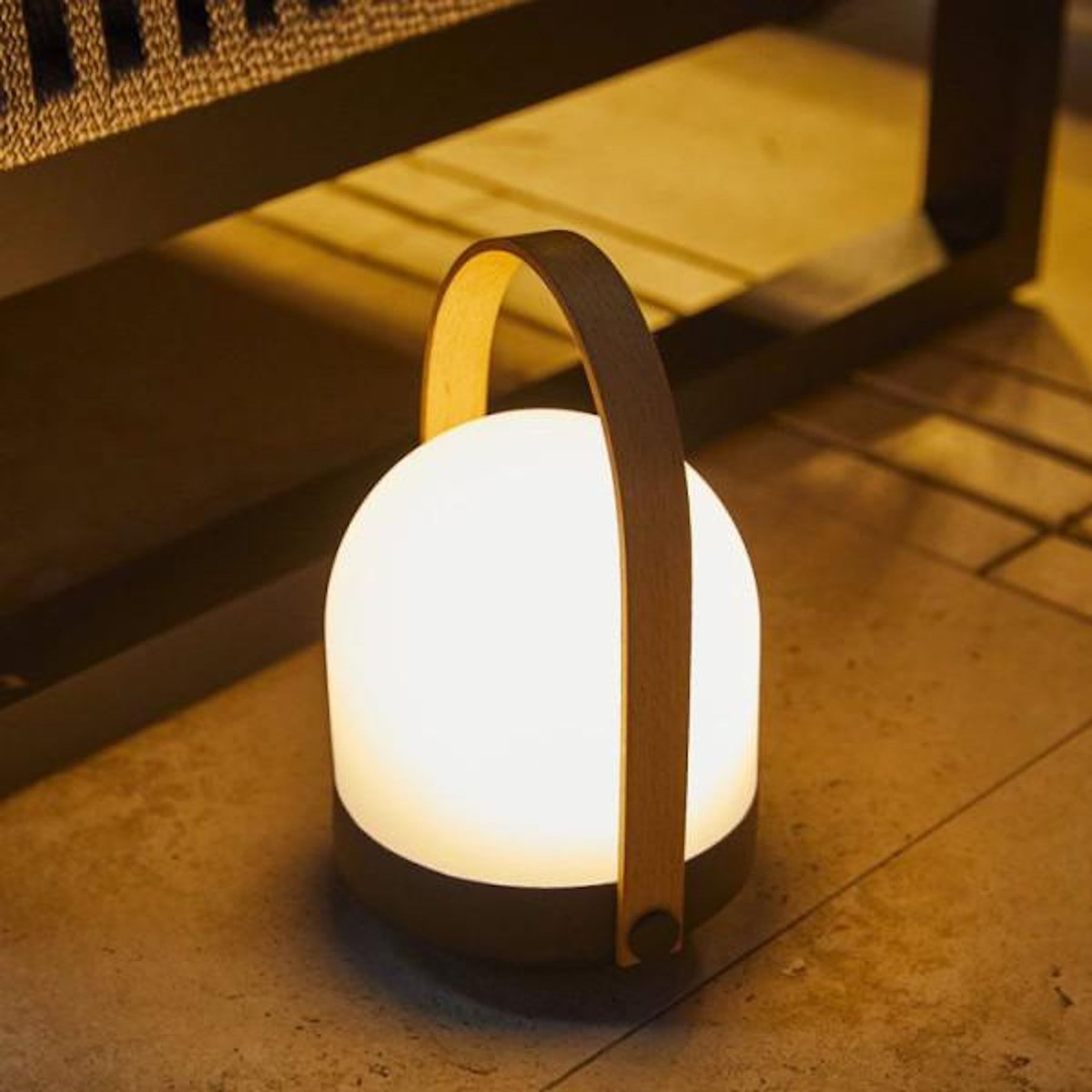 Lumisky Baladeuse sans fil - LUMISKY - AURA - LED blanc chaud dimmable - Poignée bambou - Rechargeable - H27 cm