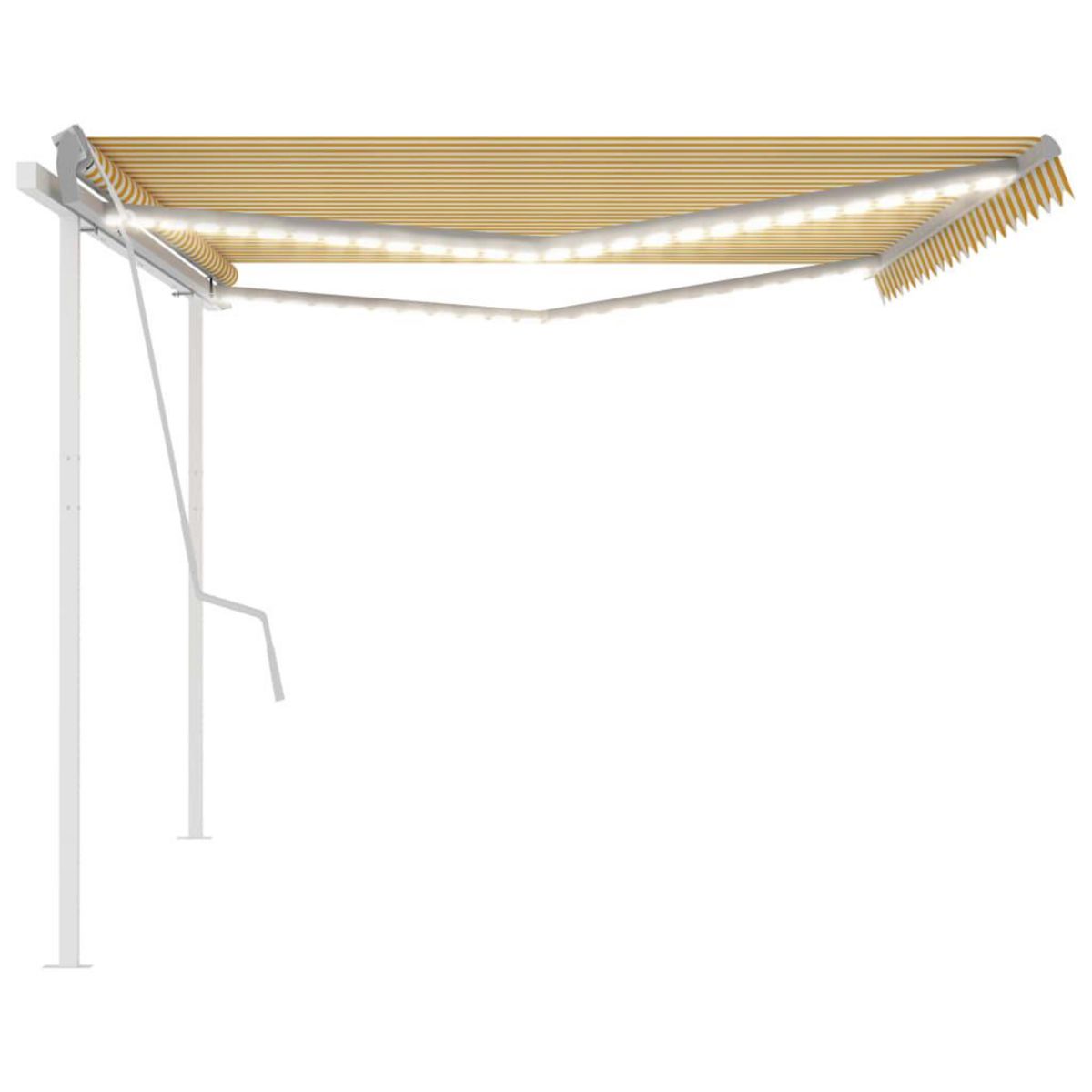 VIDAXL Auvent manuel retractable avec LED 5x3,5 m Jaune et blanc