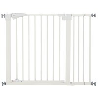 PawHut Barrière de sécurité animaux réglable avec porte acier blanc 75-145L  x 76H cm