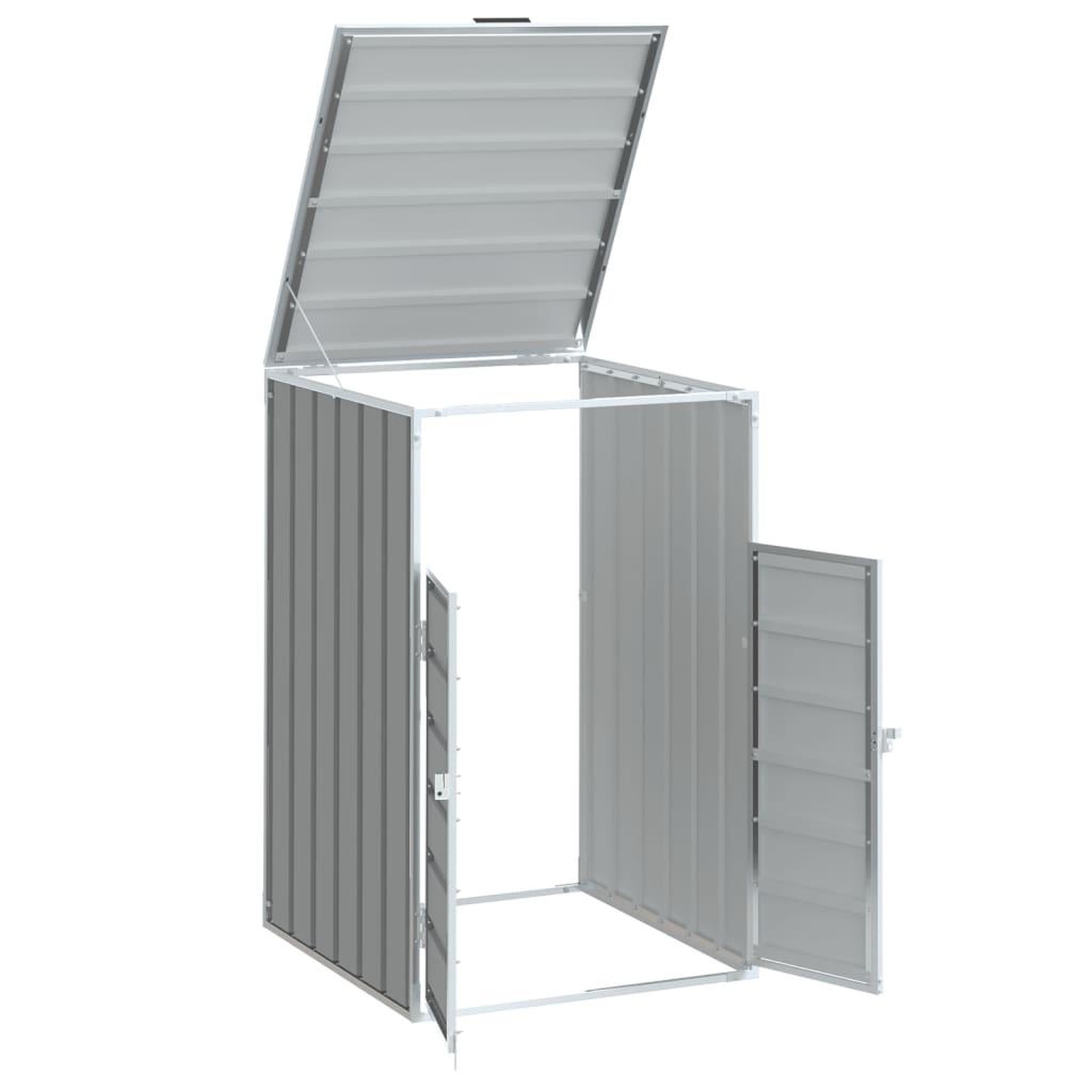 Voir la diapositive 4 : VIDAXL Rangement a roulettes pour poubelles pour bac unique gris acier