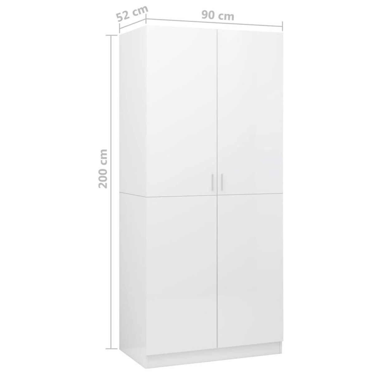 VIDAXL Garde-robe Blanc brillant 90x52x200 cm Bois d'ingenierie