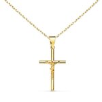 L'ATELIER D'AZUR Collier - Médaille Croix Or 18 Carats 750/000 - Christ sur la Croix - Chaine Dorée