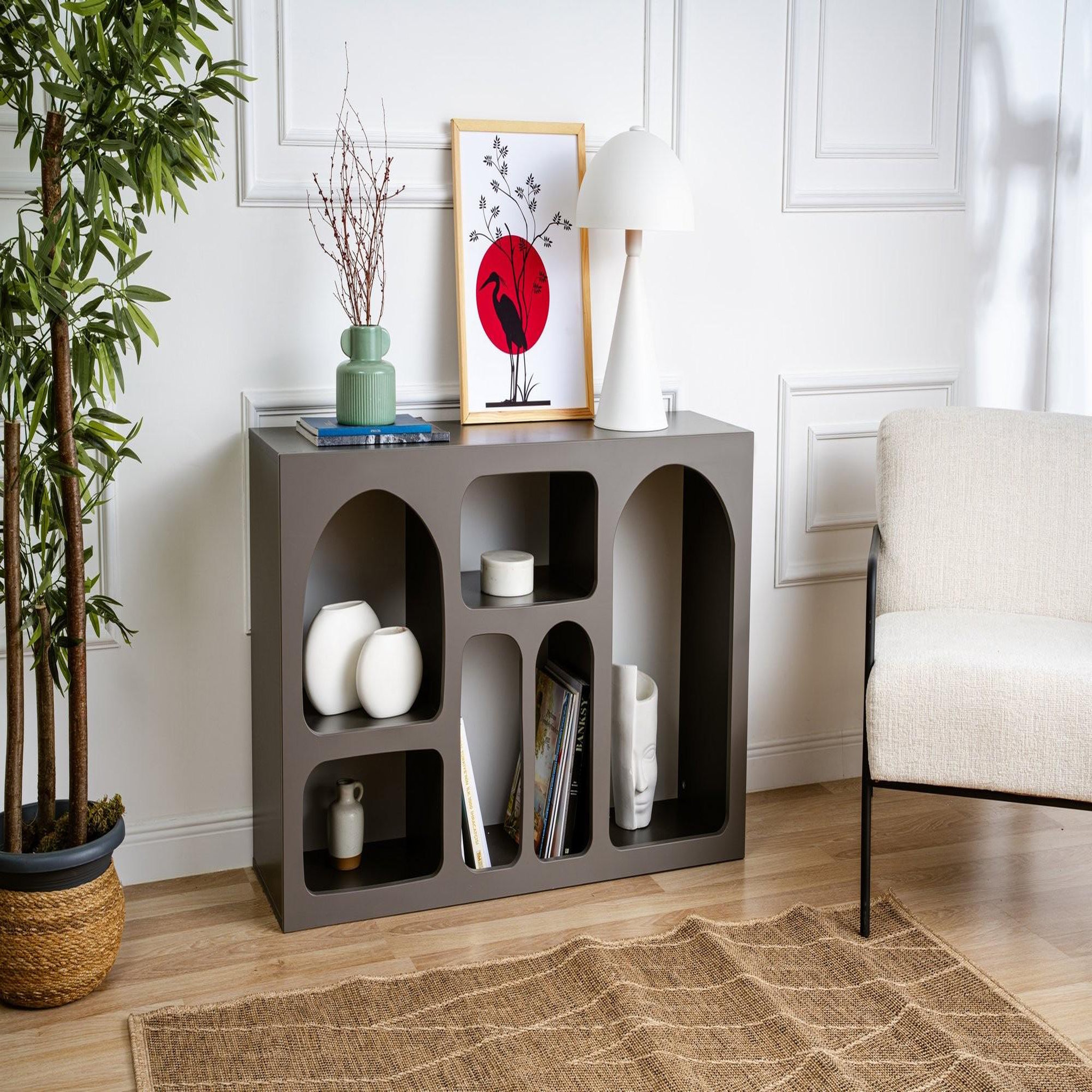 Voir la diapositive 2 : Habitat et Jardin Buffet en bois  liva 120  - 120 x 37 x 74 cm - gris anthracite