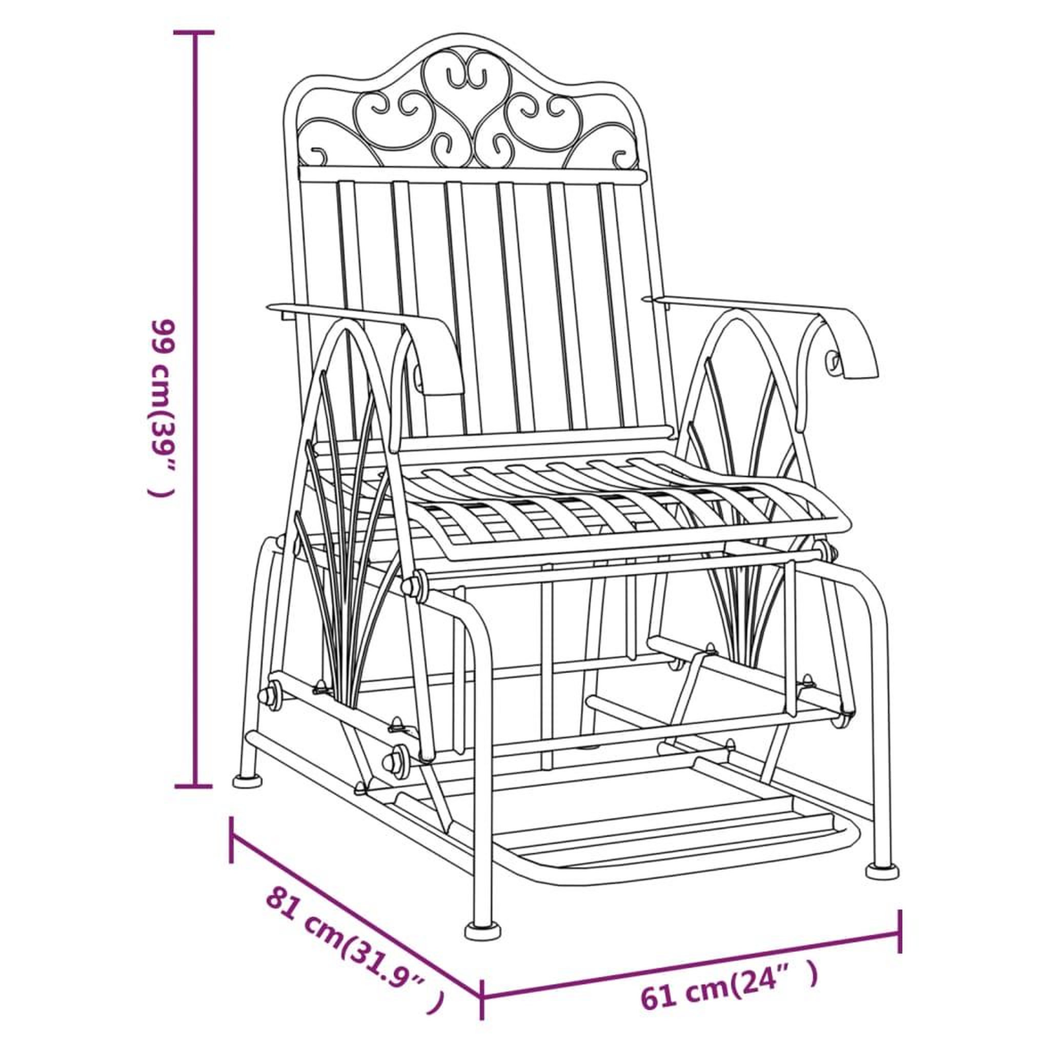 Voir la diapositive 6 : VIDAXL Banc coulissant 61 cm Noir Acier