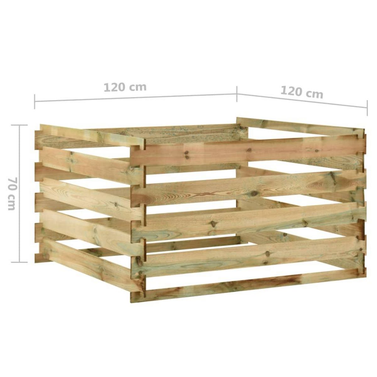 VIDAXL Composteur de jardin a lattes 120x120x70cm Bois de pin impregne