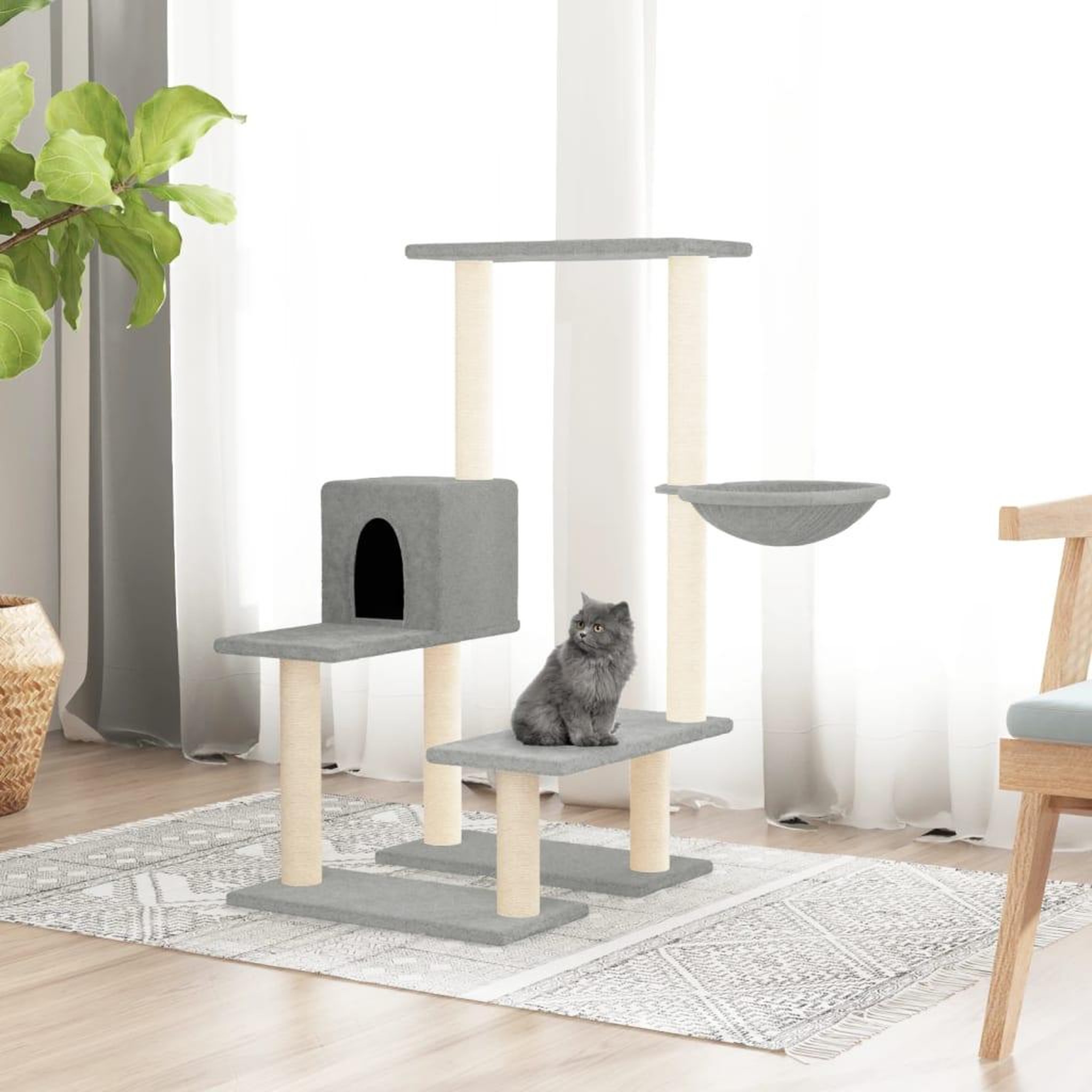 VIDAXL Arbre a chat avec griffoirs en sisal Gris clair 94,5 cm