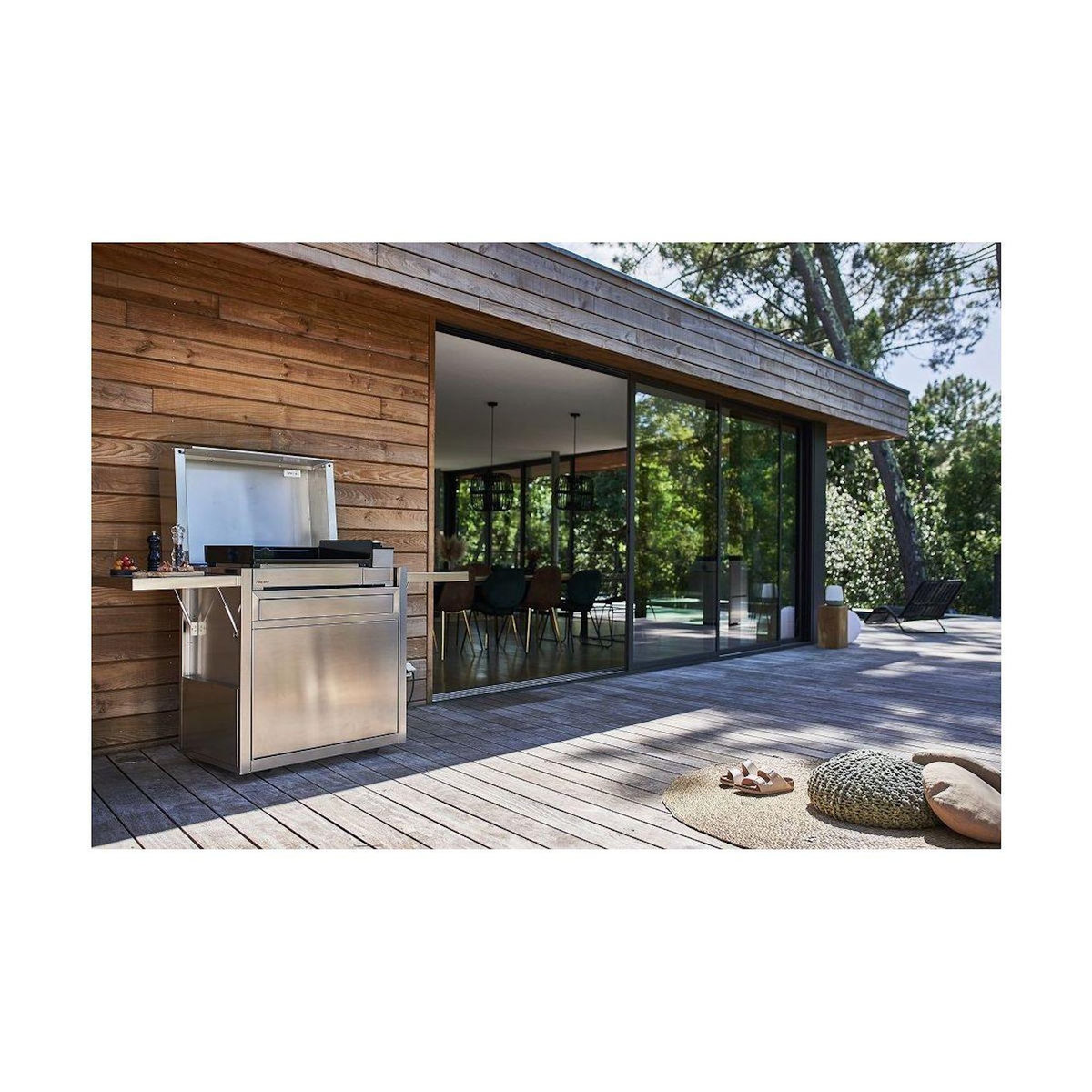 FORGE ADOUR Chariot Plancha CH PIF 75 en inox fermé compatible plancha Premium 75