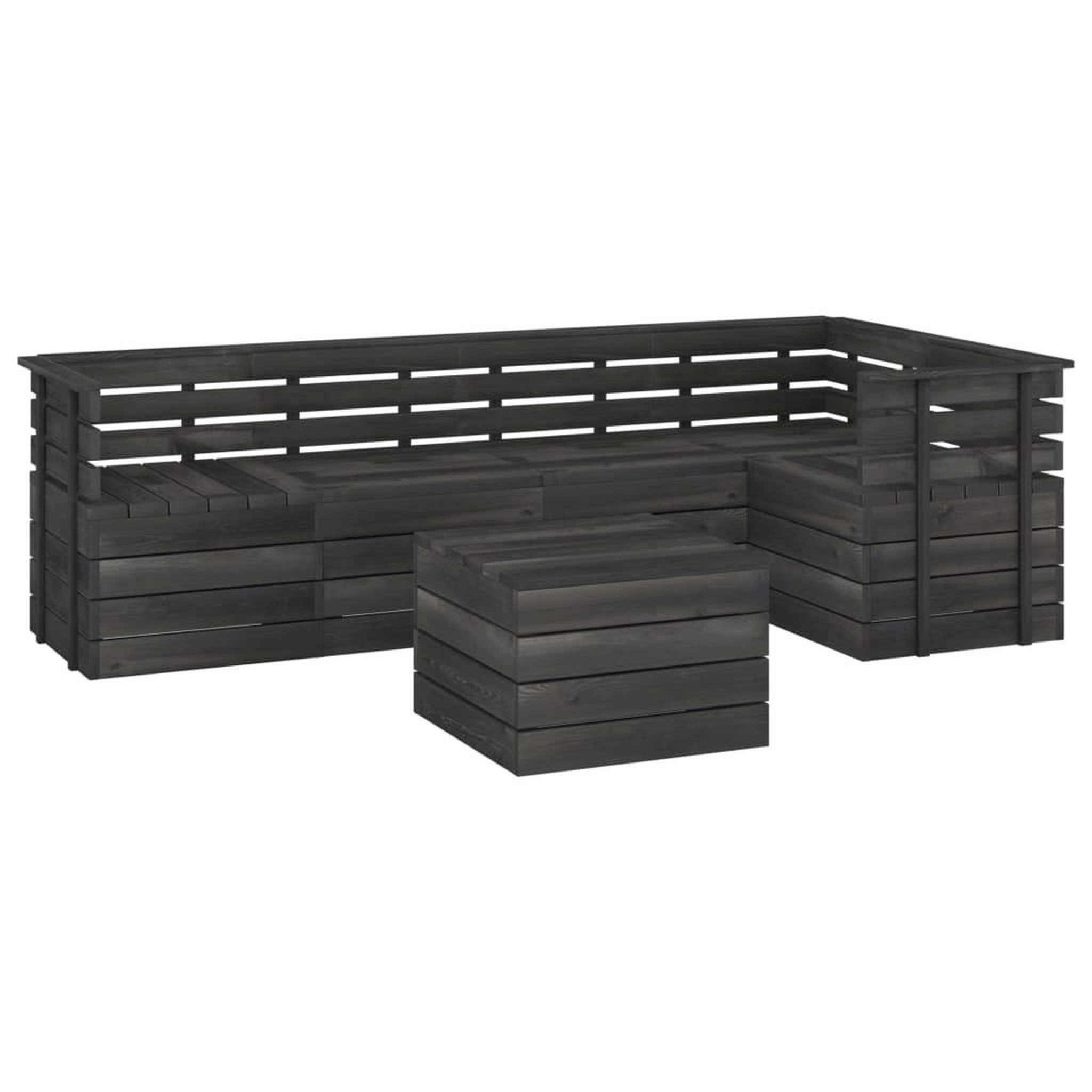 Voir la diapositive 4 : VIDAXL Salon palette de jardin 6 pcs Bois de pin massif Gris fonce